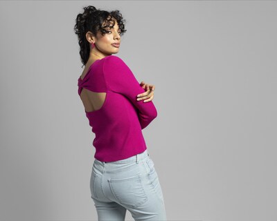 Foto 3 | Suéter Thinner Rosa Fucsia Cuello Redondo