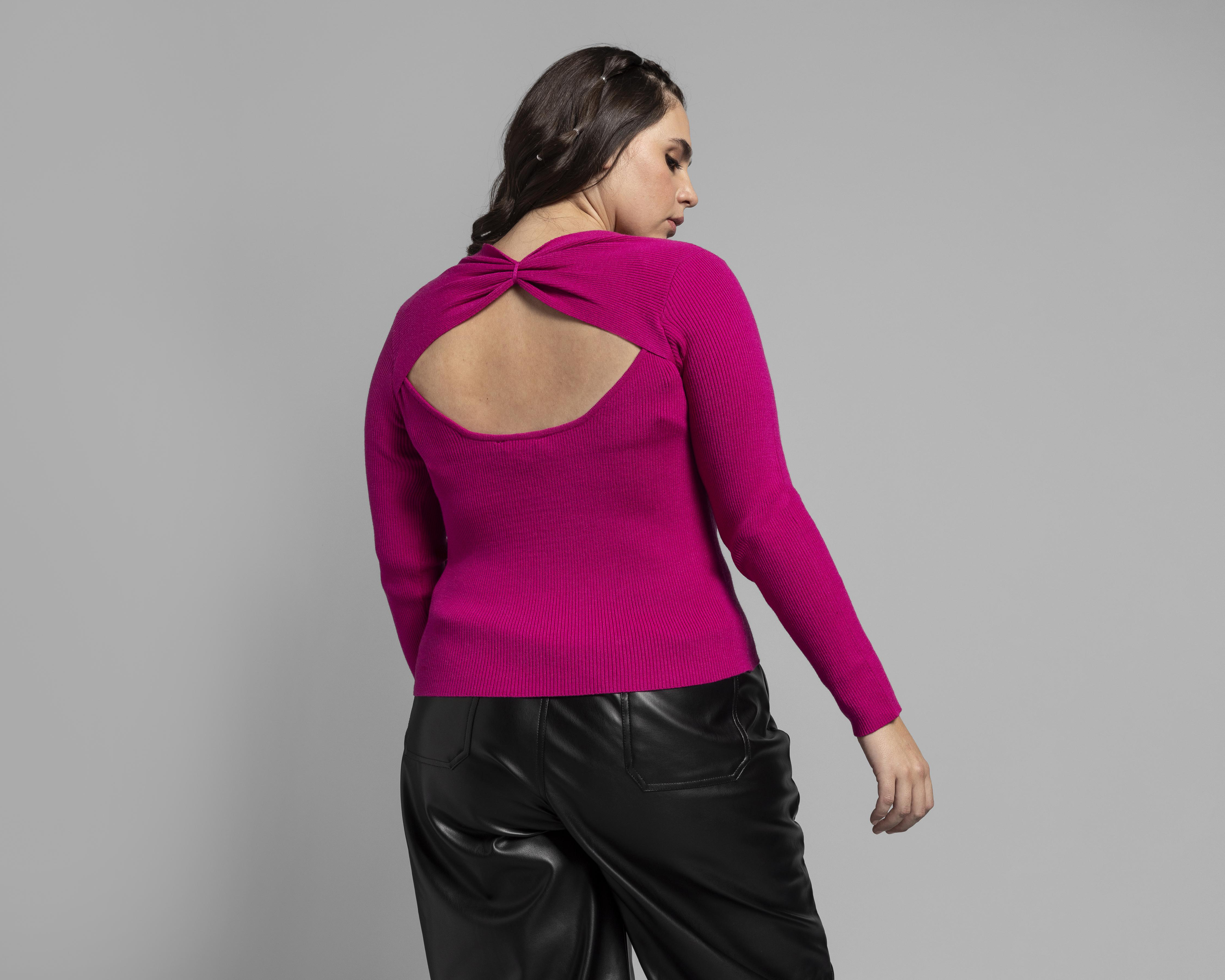 Foto 6 | Suéter Thinner Rosa Fucsia Cuello Redondo