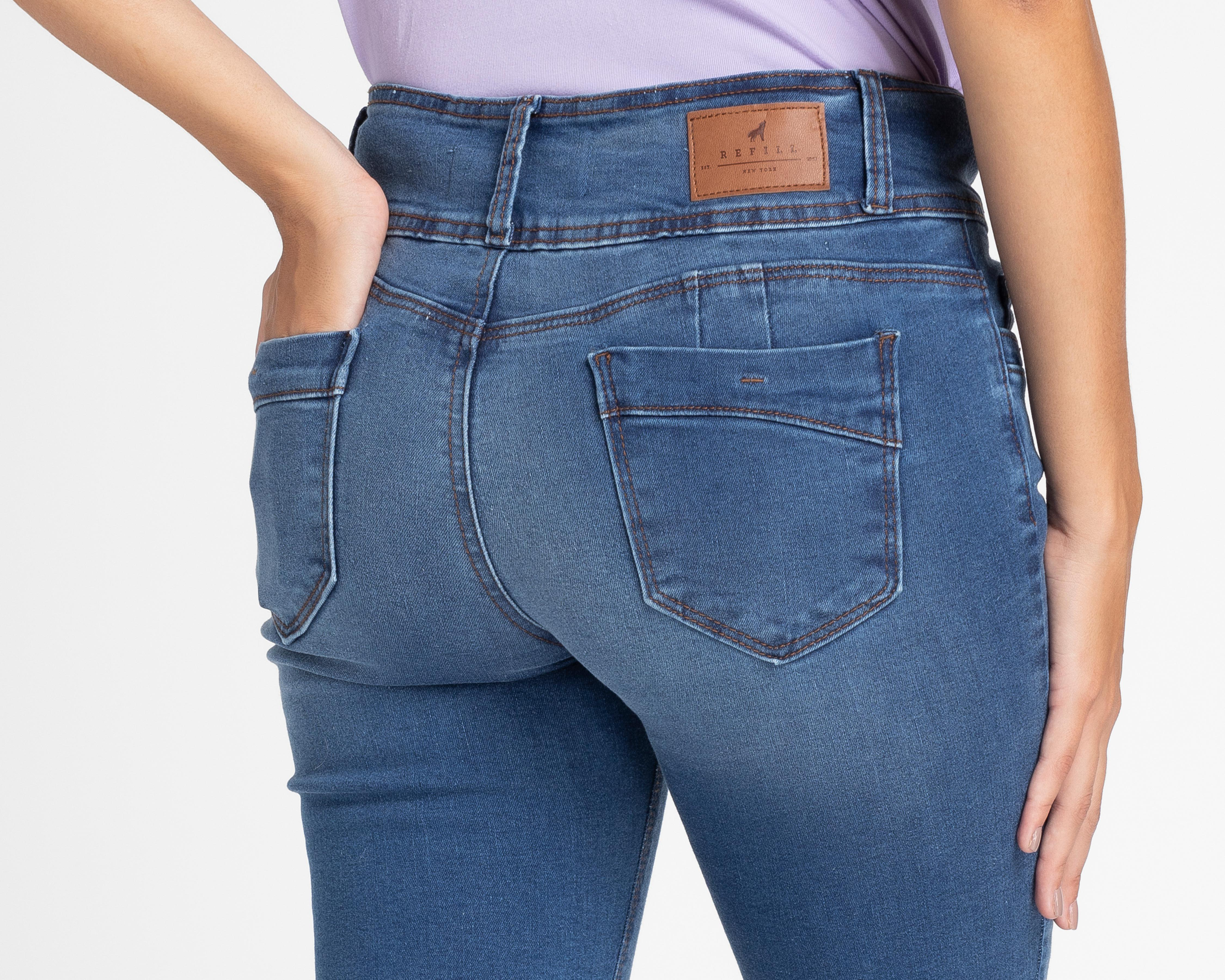 Foto 6 pulgar | Jeans Straight Refill Push Up para Mujer
