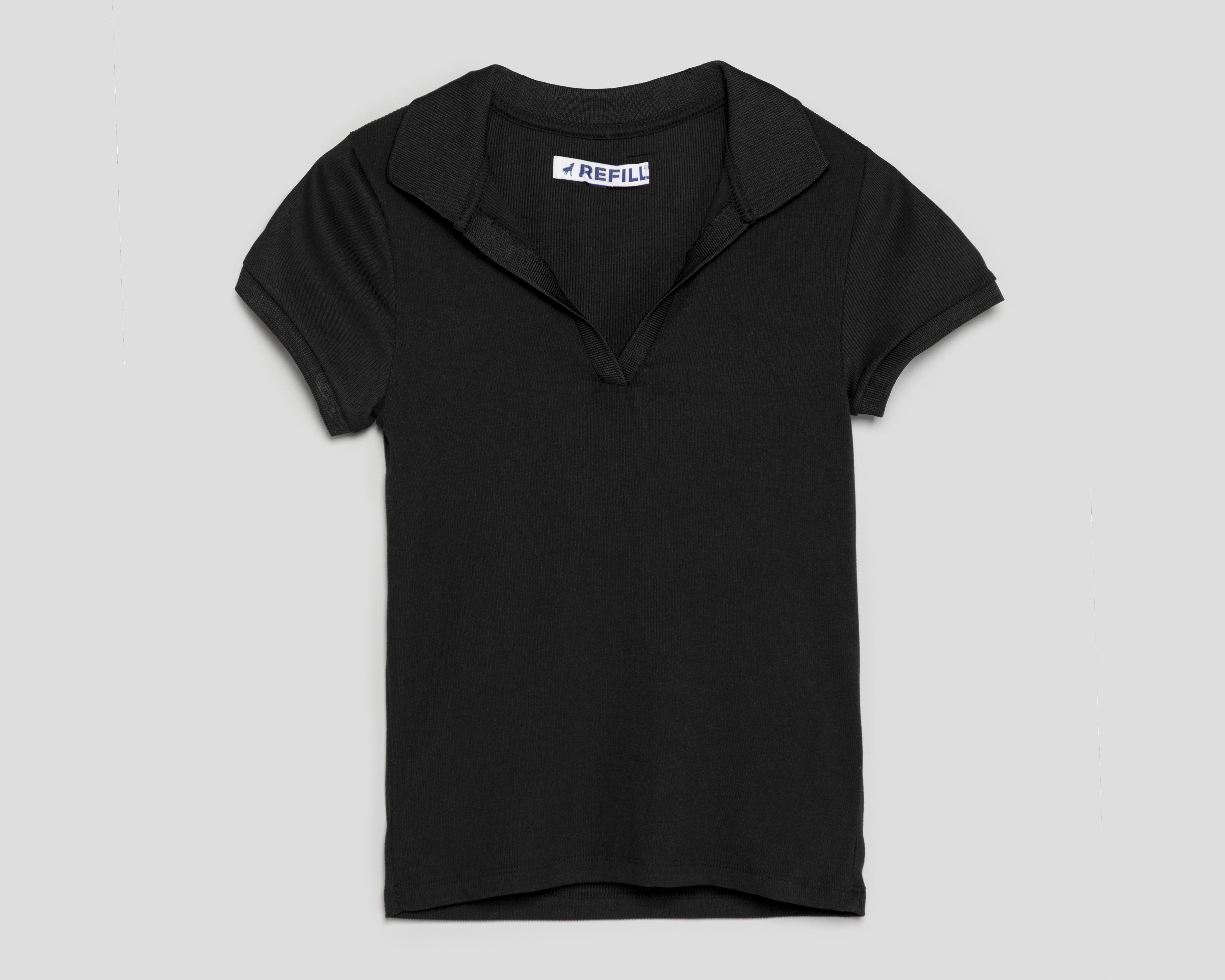 Foto 2 pulgar | Playera Polo Refill Negra para Mujer