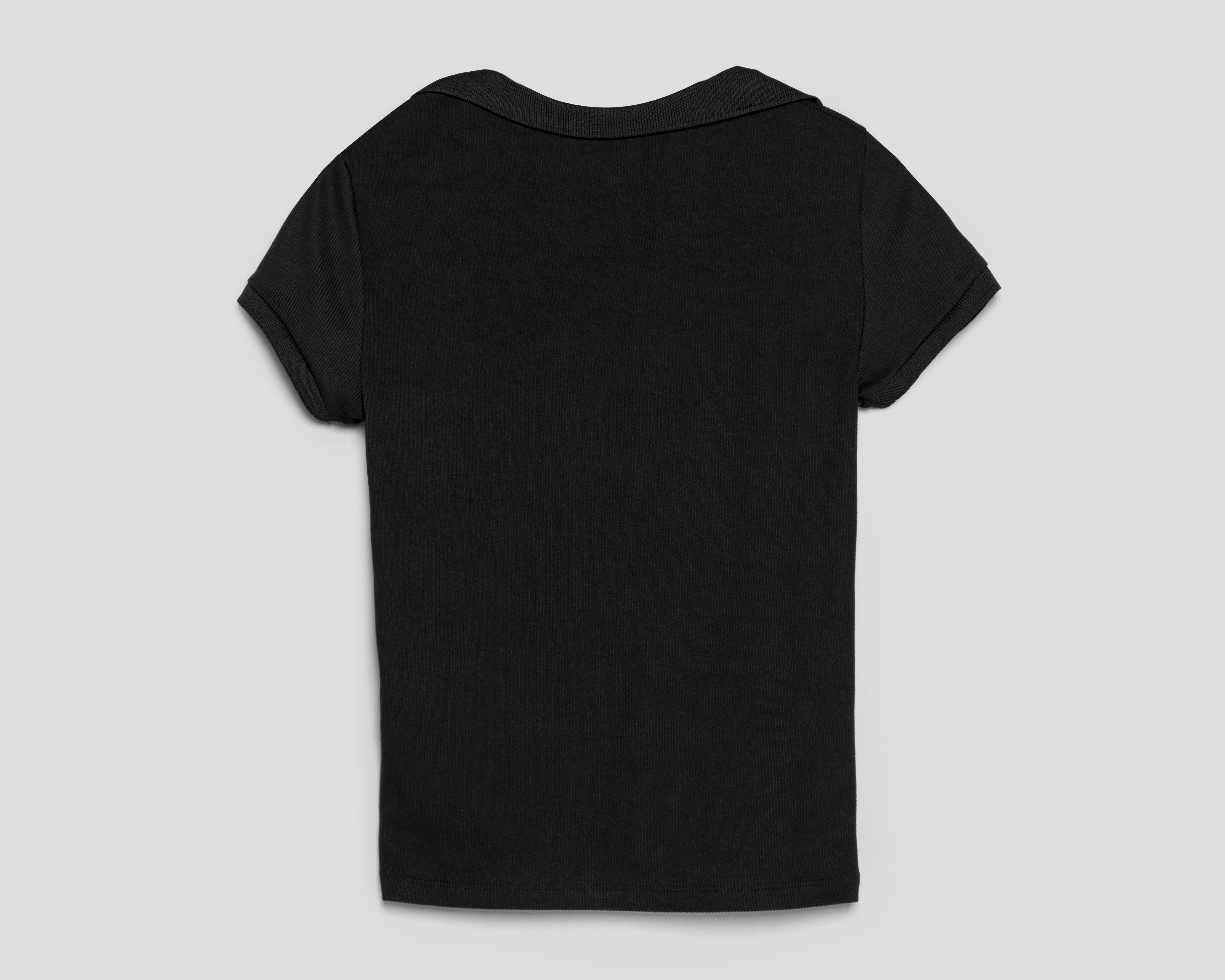 Foto 3 pulgar | Playera Polo Refill Negra para Mujer