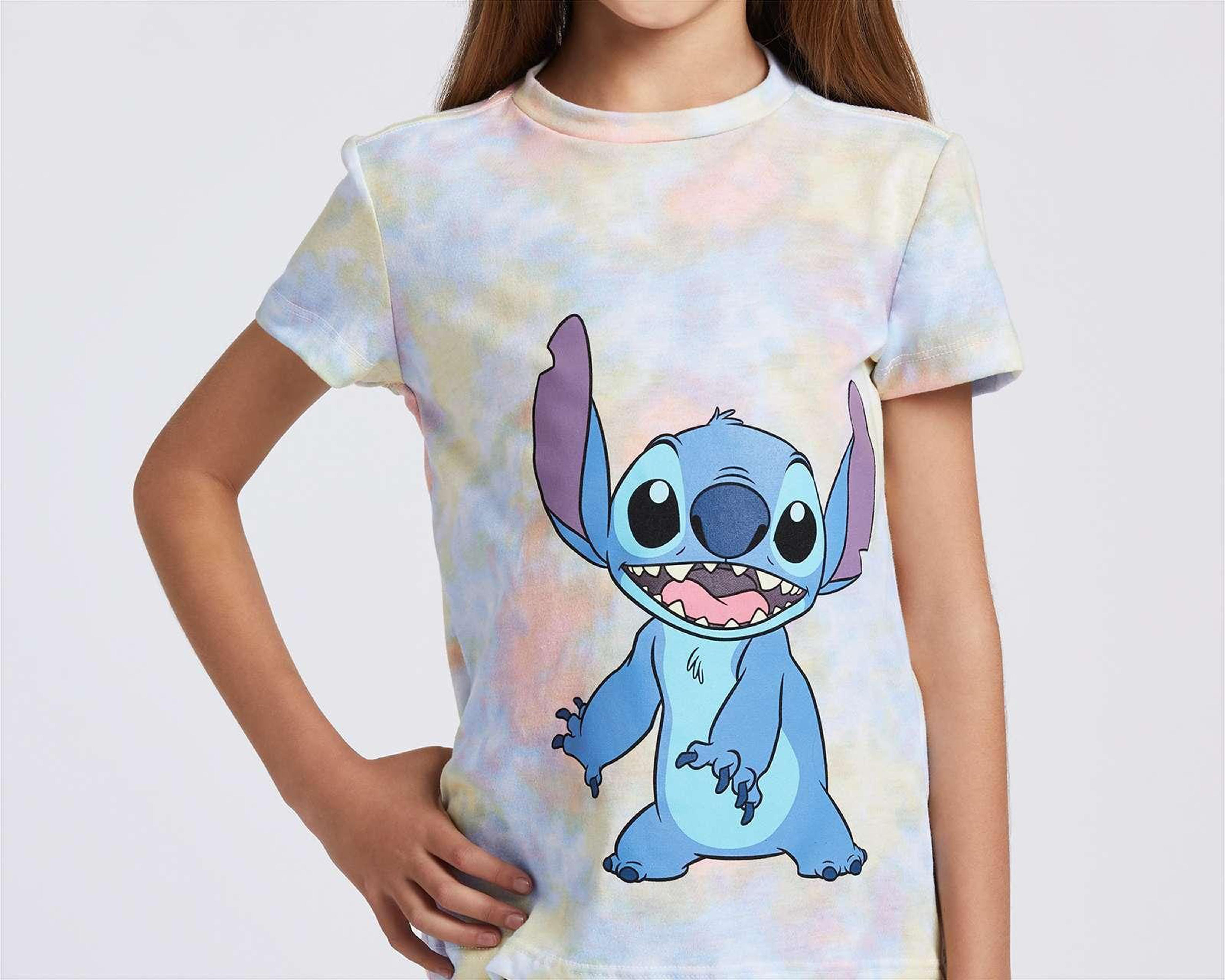 Foto 4 pulgar | Playera Disney Lilo & Stitch Manga Corta para Niña