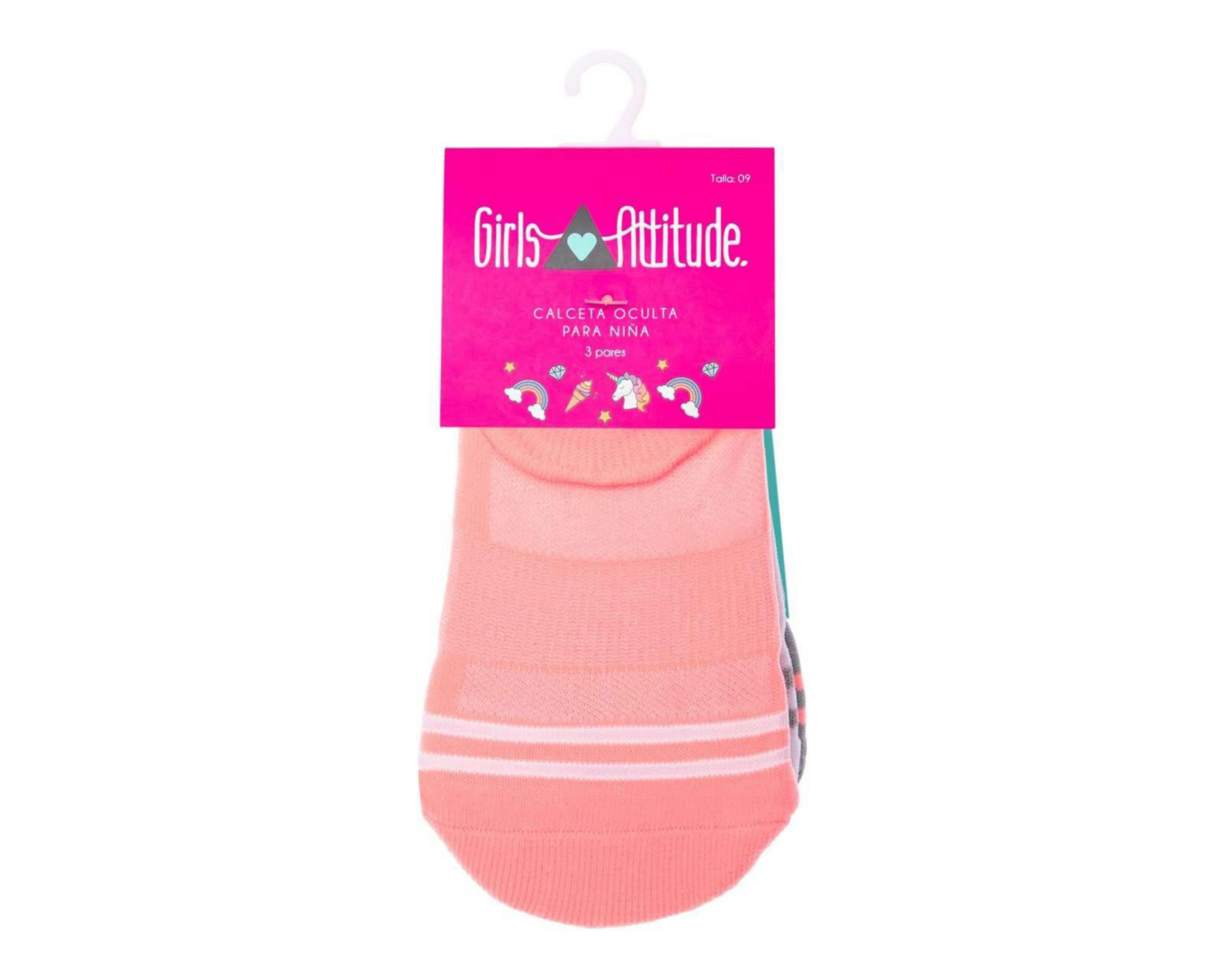 Foto 4 pulgar | Calcetas Invisibles Girls Attitude para Niña 3 Pares