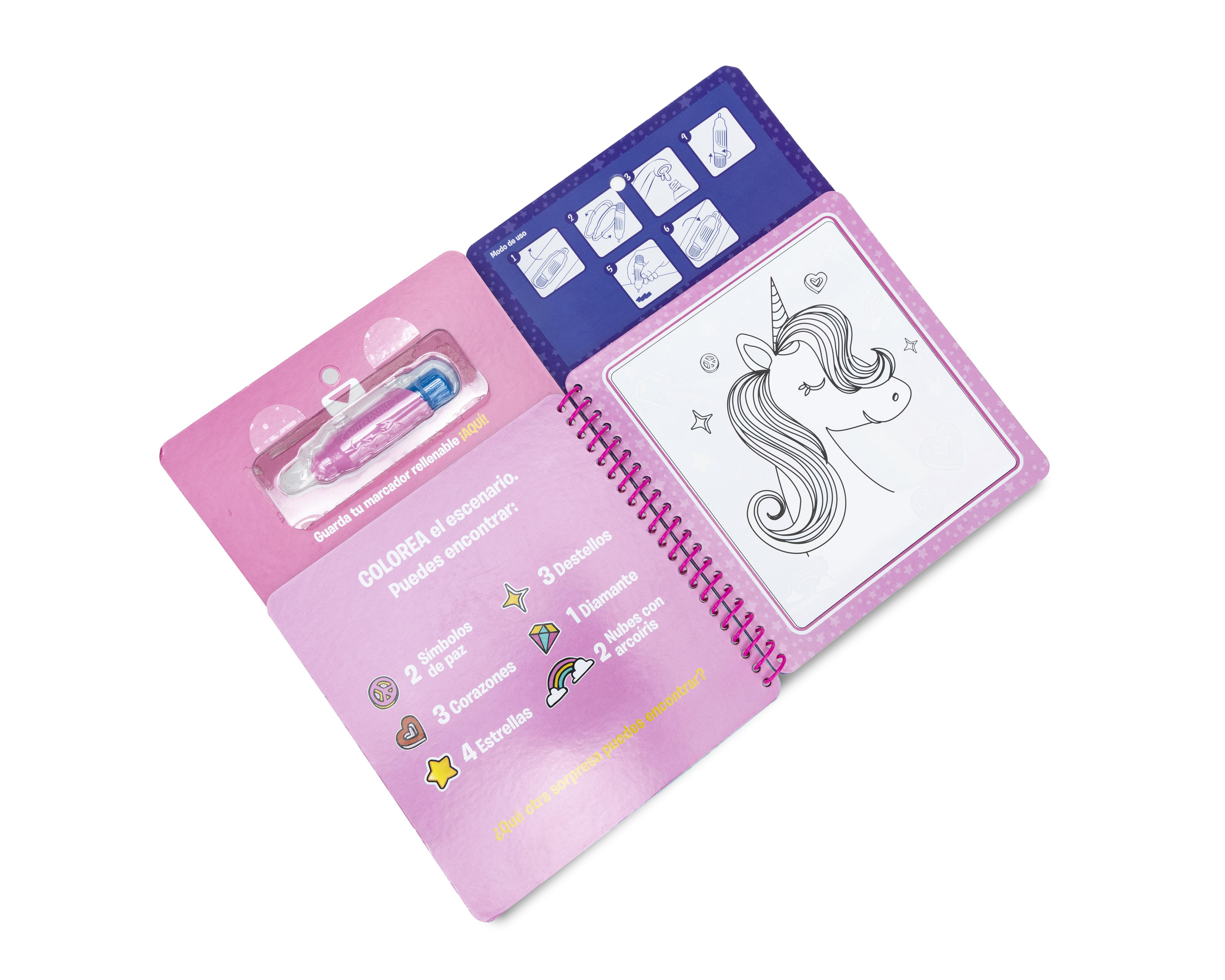 Foto 4 pulgar | Libro para Colorear Unicorns & Rainbows con Tinta Mágica 2 Piezas