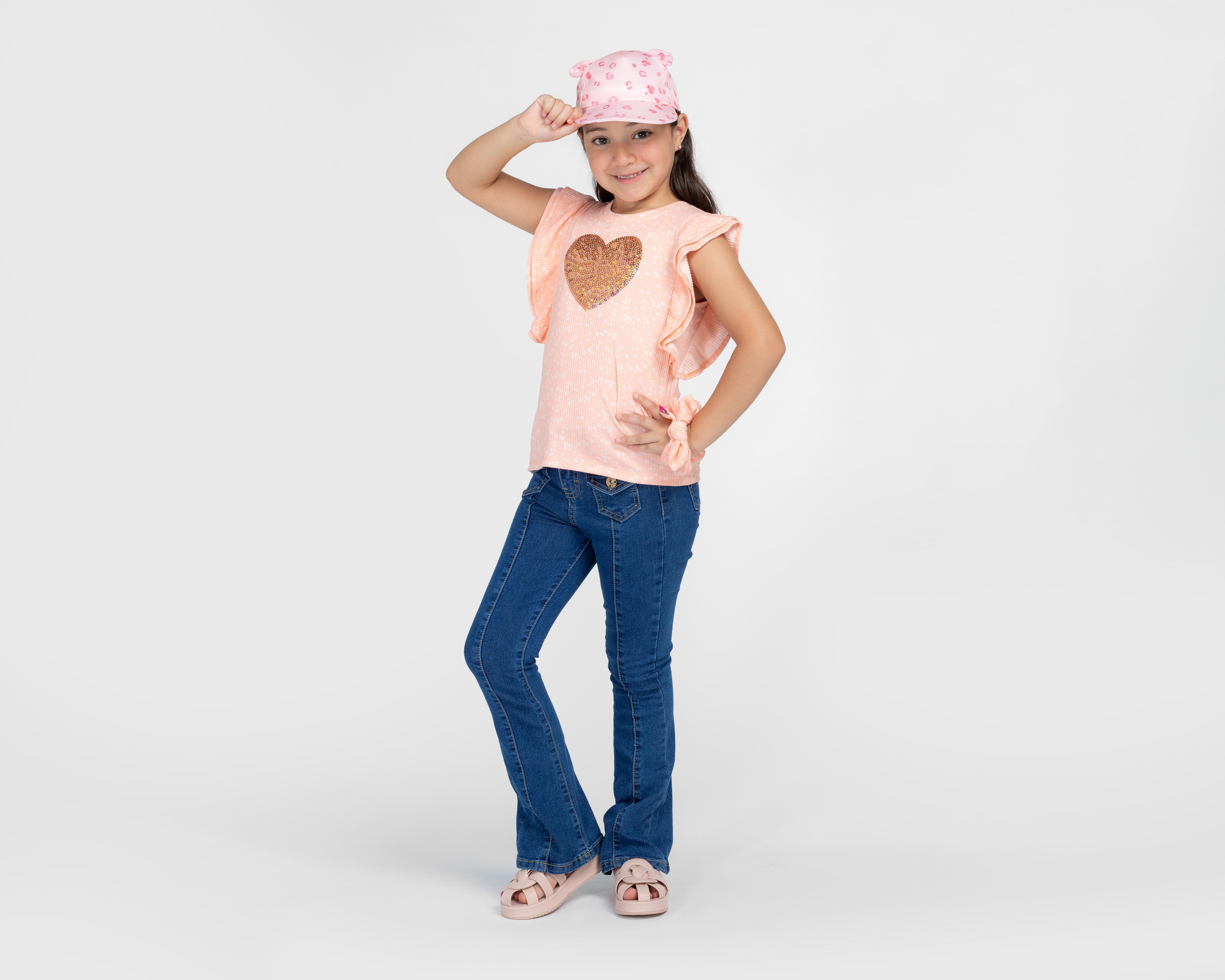 Foto 4 | Playera Girls Attitude Manga Corta Estampada para Niña