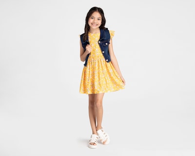 Foto 2 | Vestido Amarillo Refill para Niña con Chaleco