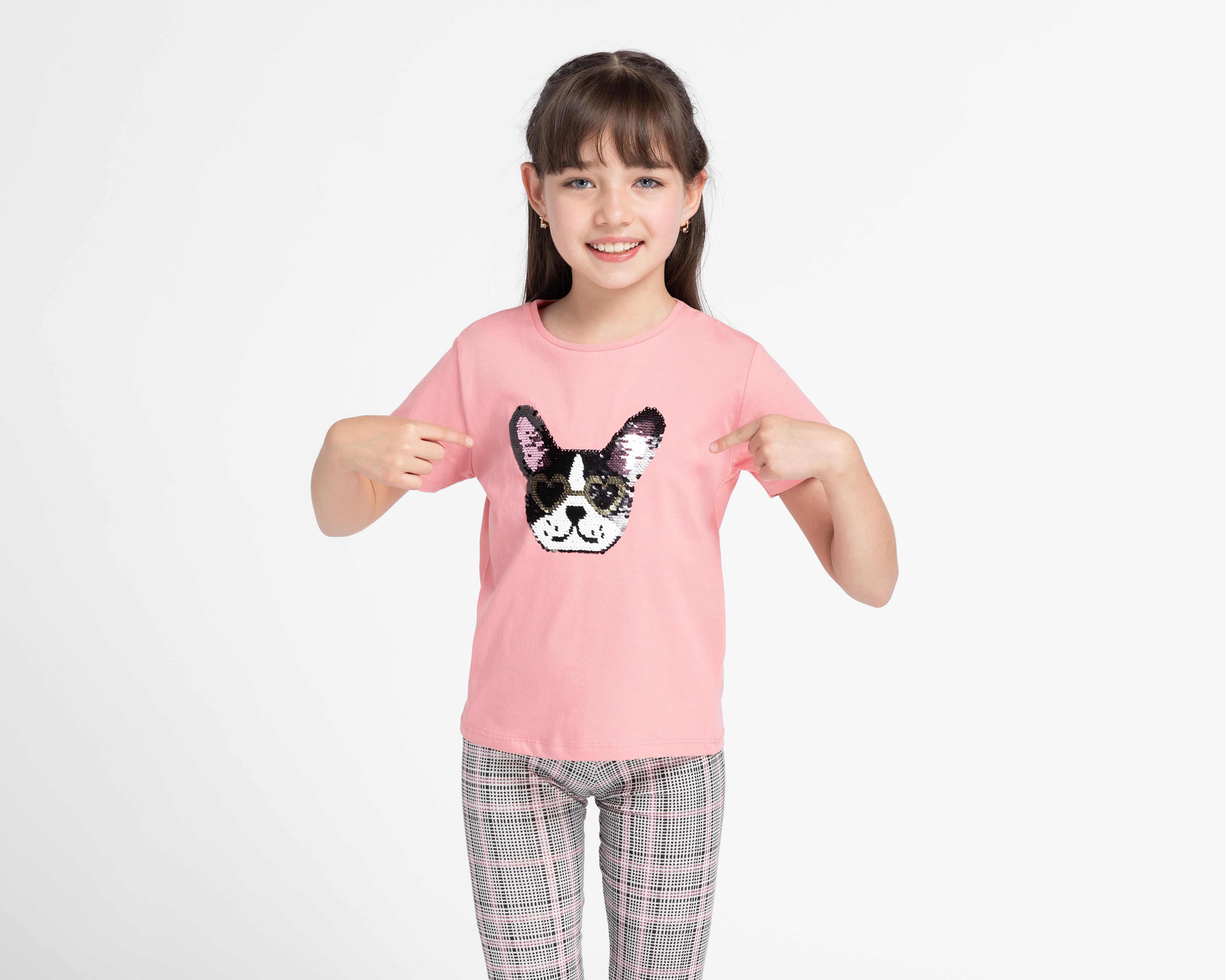 Playera Girls Attitude Manga Corta con Print de Perro para Niña