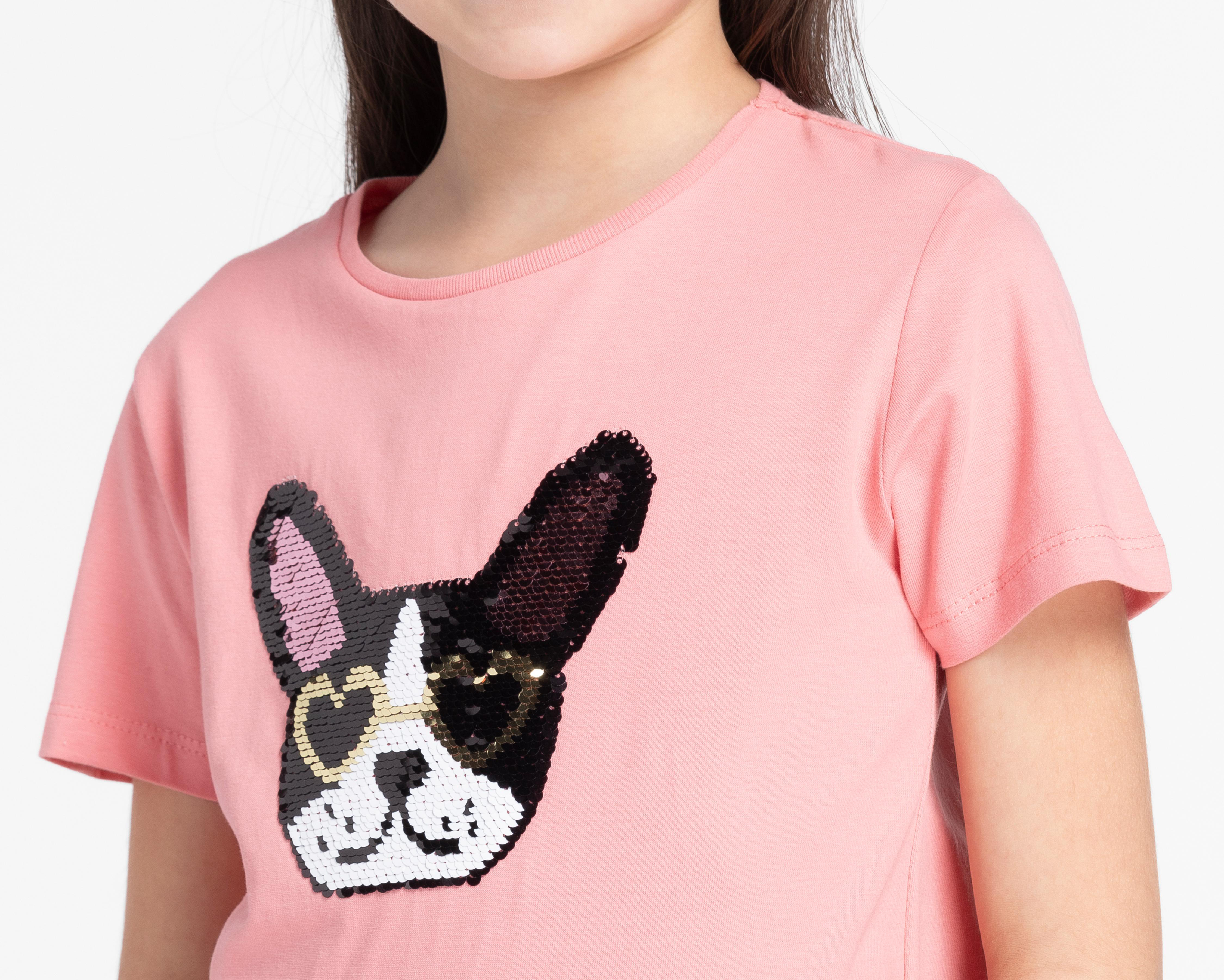 Foto 4 | Playera Girls Attitude Manga Corta con Print de Perro para Niña