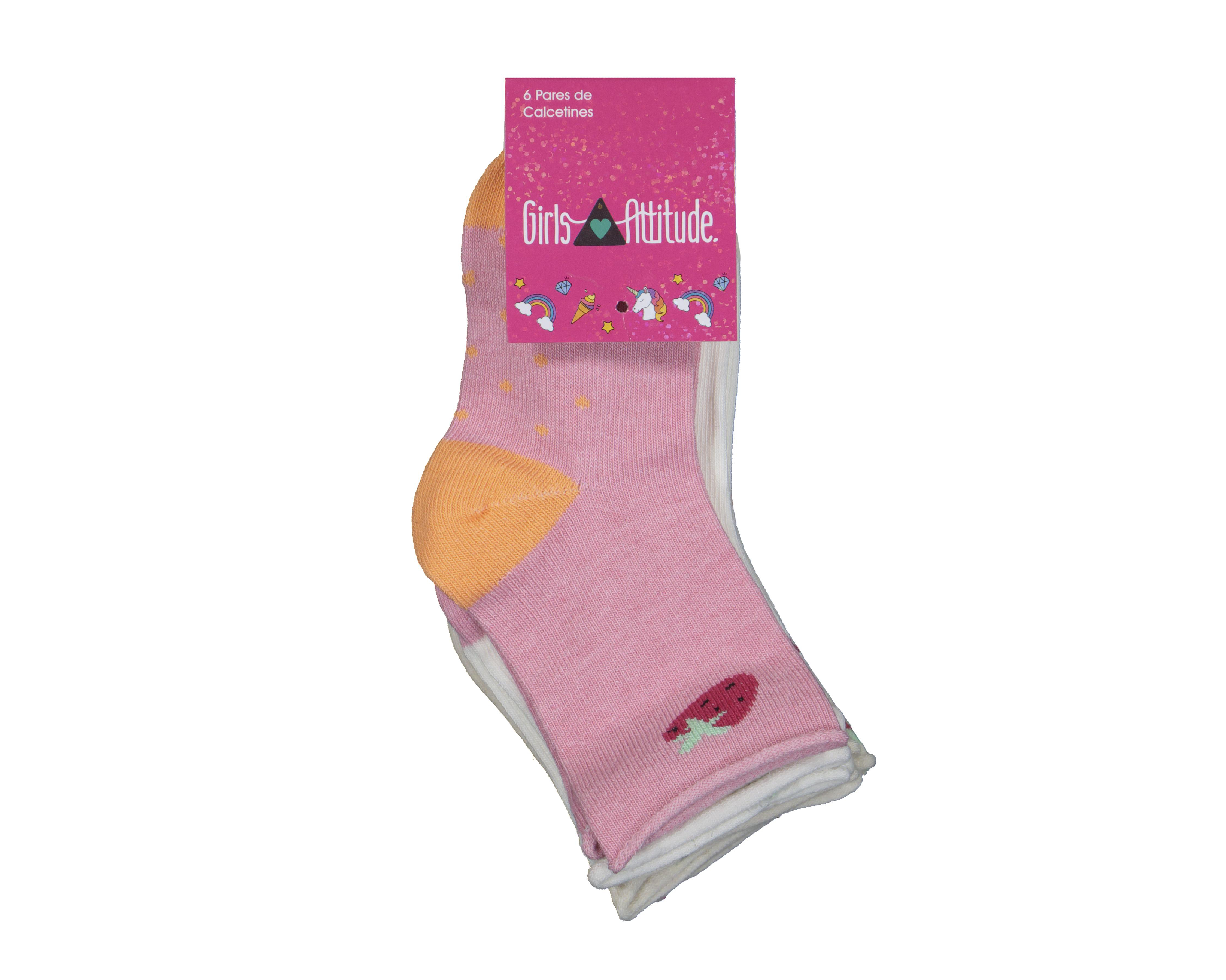 Foto 4 pulgar | Calcetas de Moda Tobilleras Girls Attitude para Niña 6 Pares
