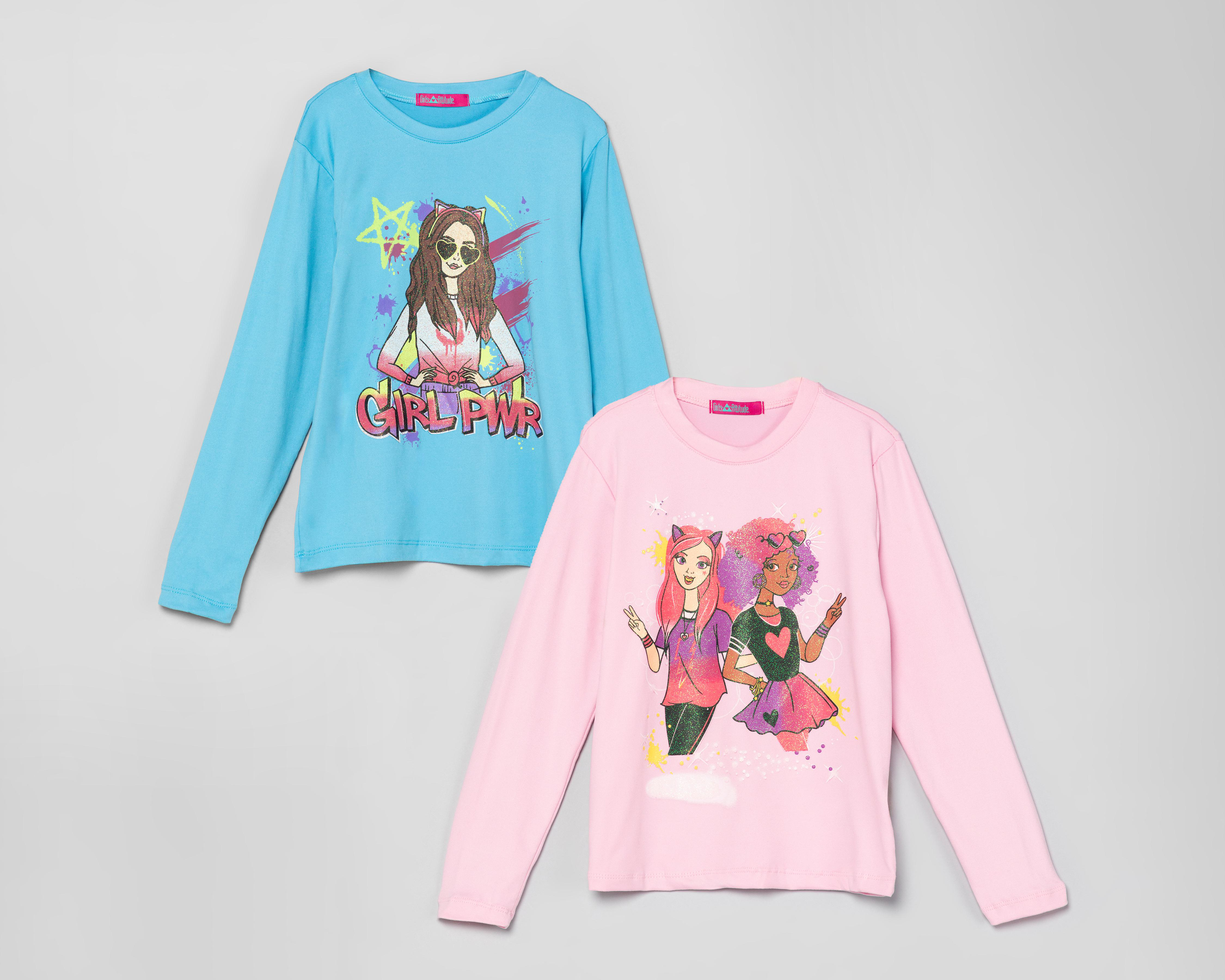 Playera Girls Attitude para Niña 2 Piezas $149