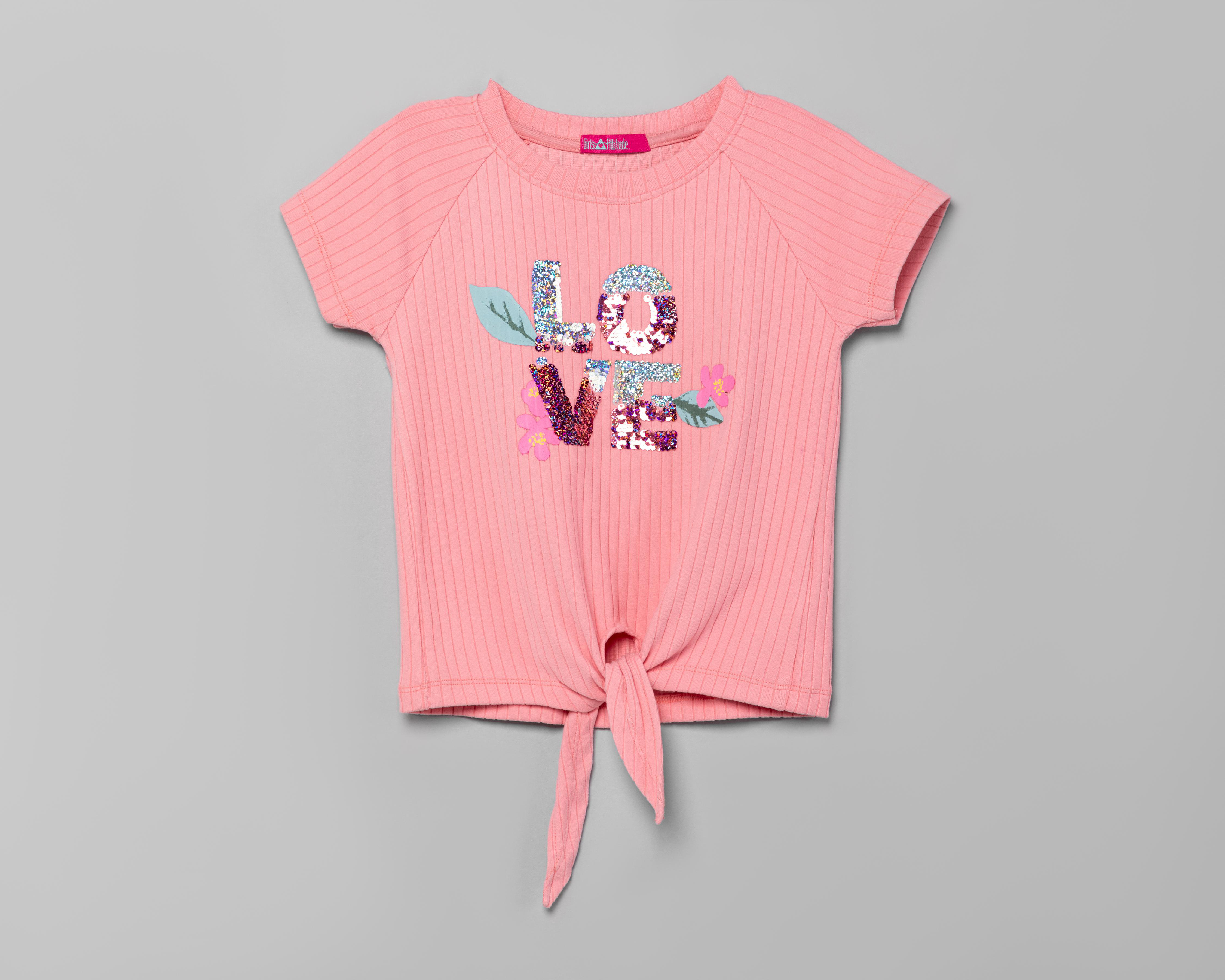 Playera Girls Attitude Manga Corta Estampada para Niña