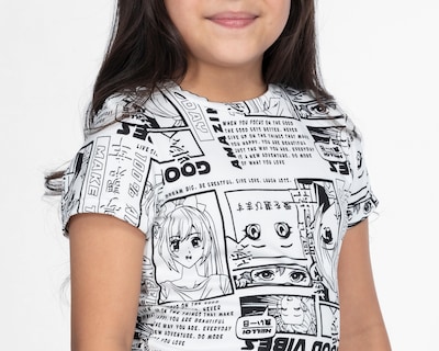 Foto 4 | Playera Girls Attitude Manga Corta Estampada para Niña
