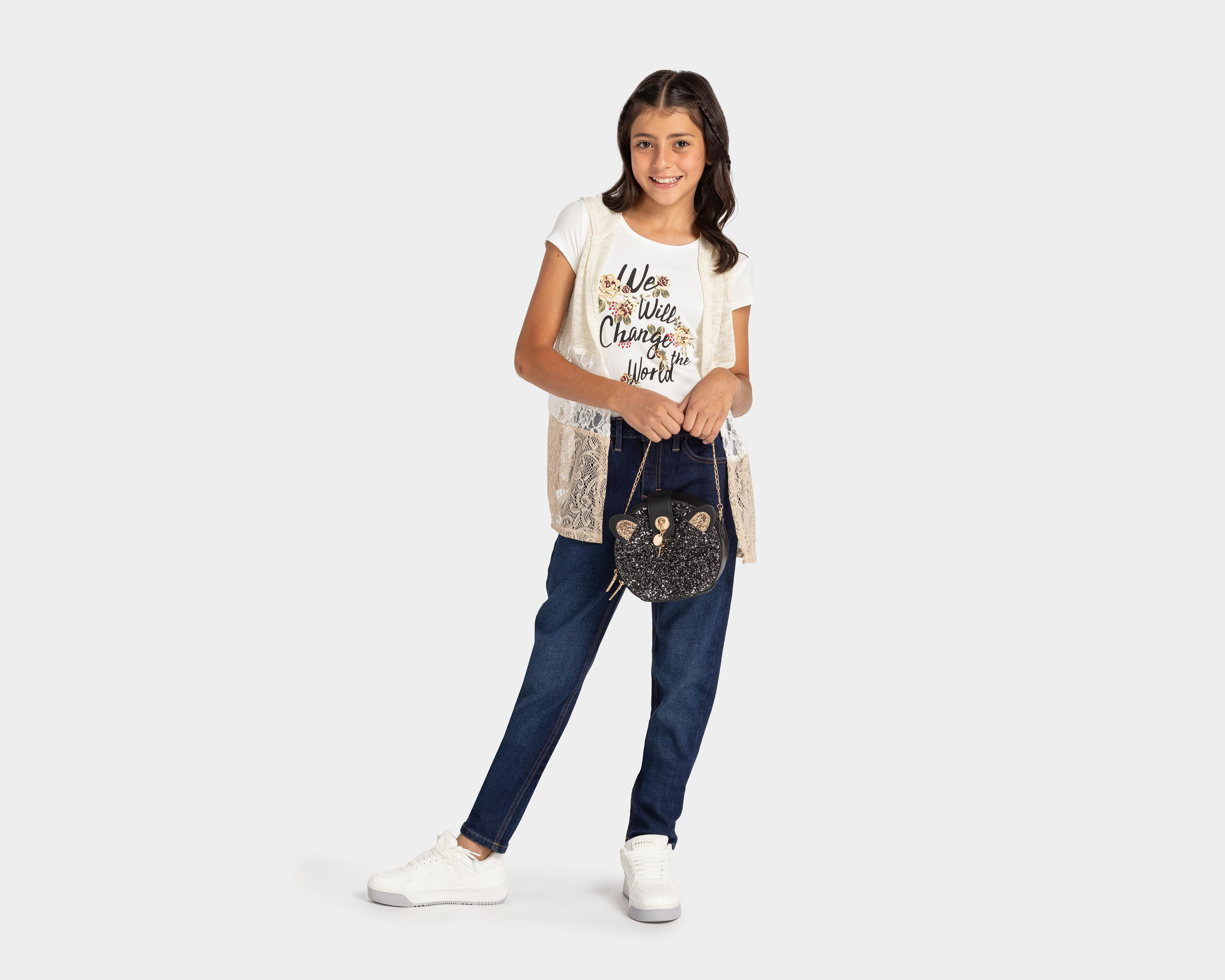 Foto 4 pulgar | Playera y Chaleco Refill Estampada para Niña
