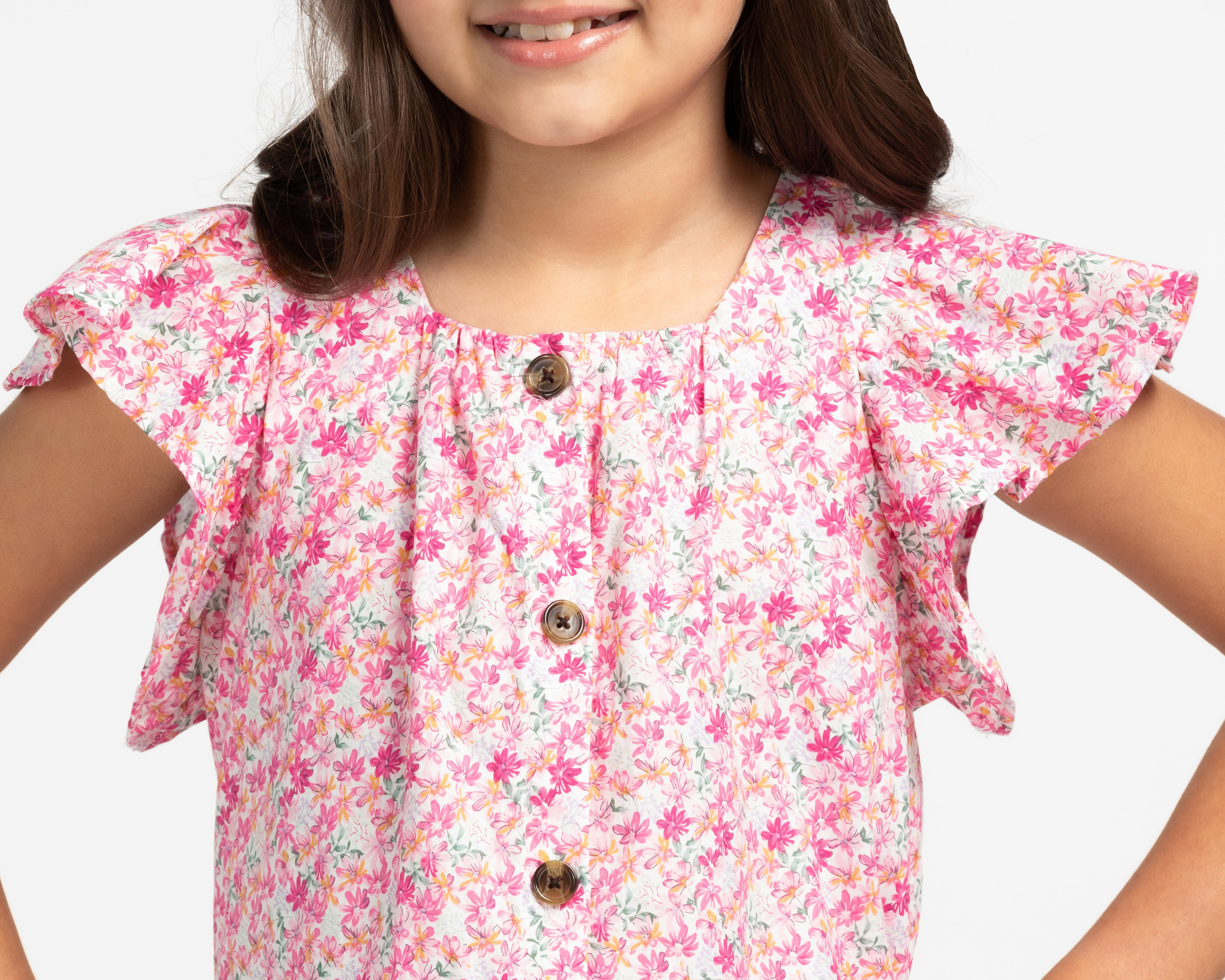 Foto 4 | Blusa Refill sin Manga Floreada para Niña