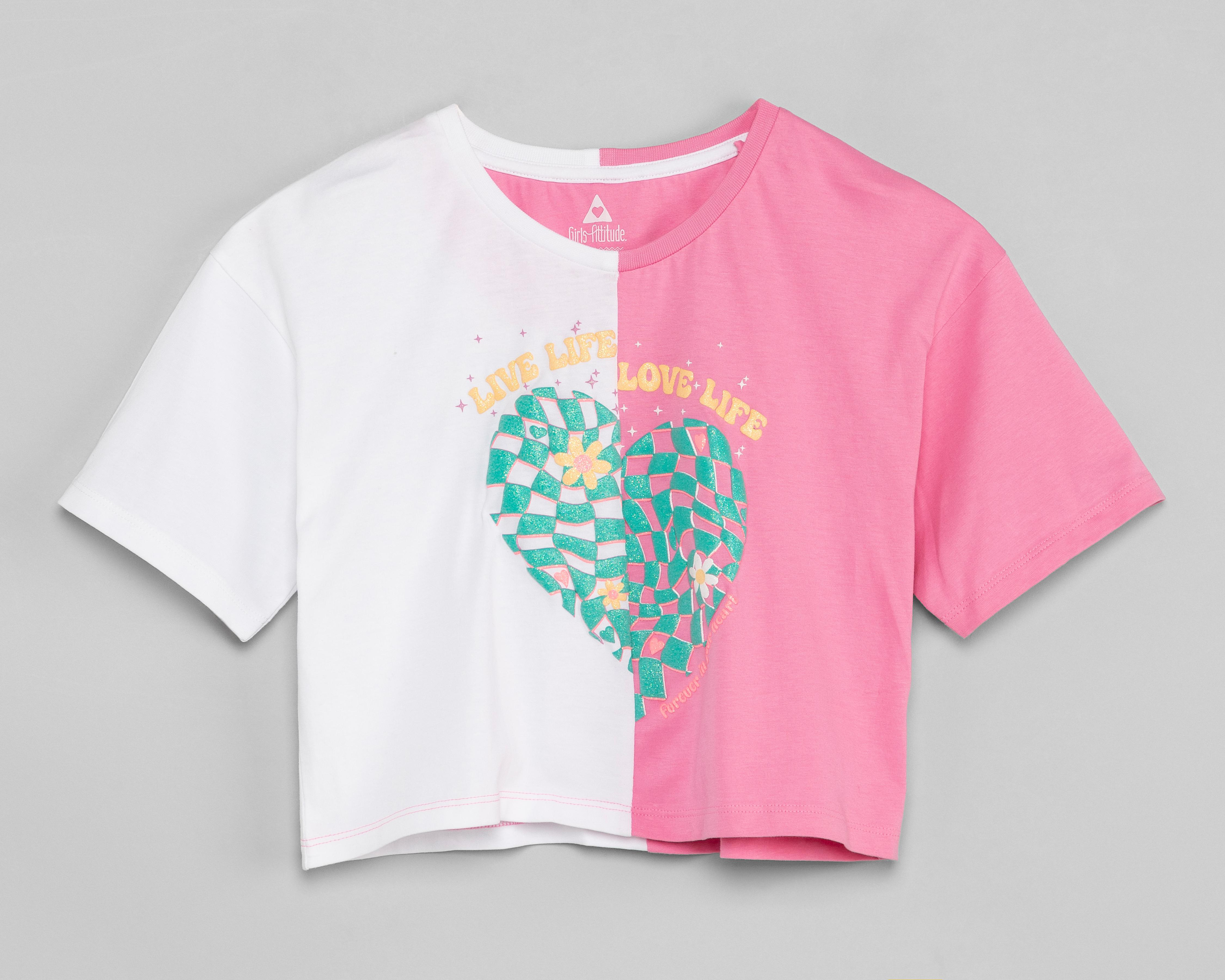 Blusa Girls Attitude Manga Corta Estampado para Niña