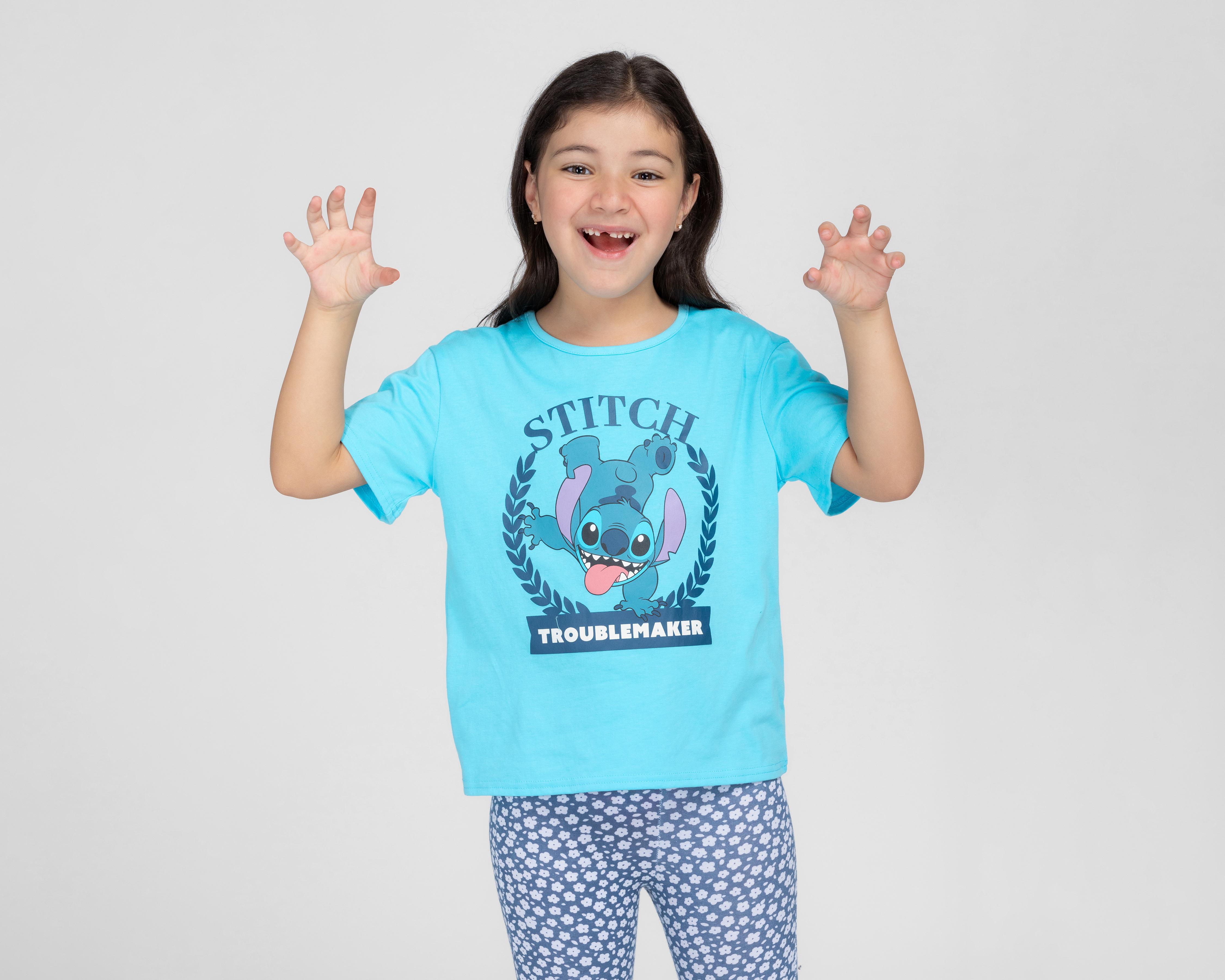 Playera Disney Lilo & Stitch Manga Corta Estampada para Niña