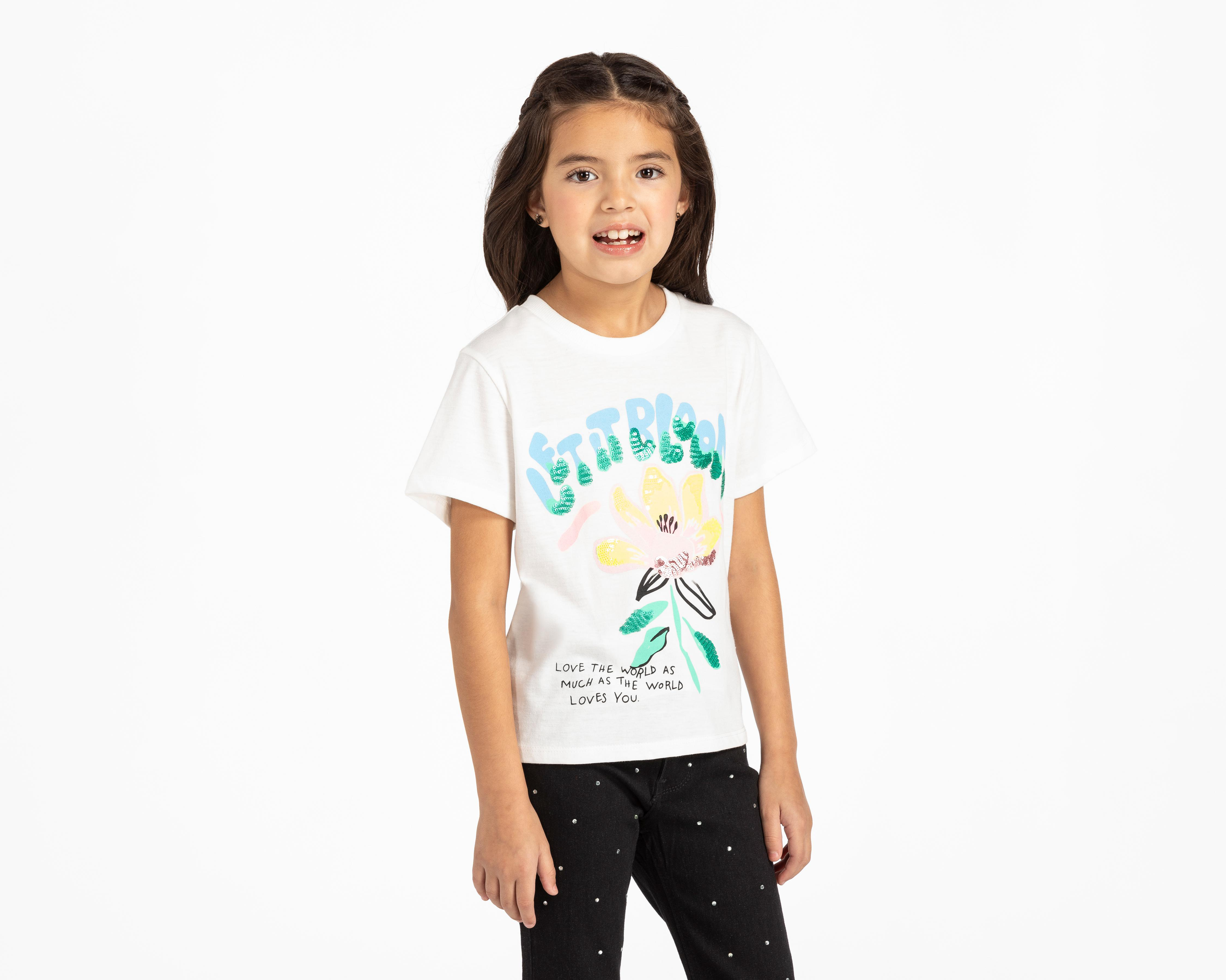 Playera Girls Attitude Manga Corta Estampada para Niña