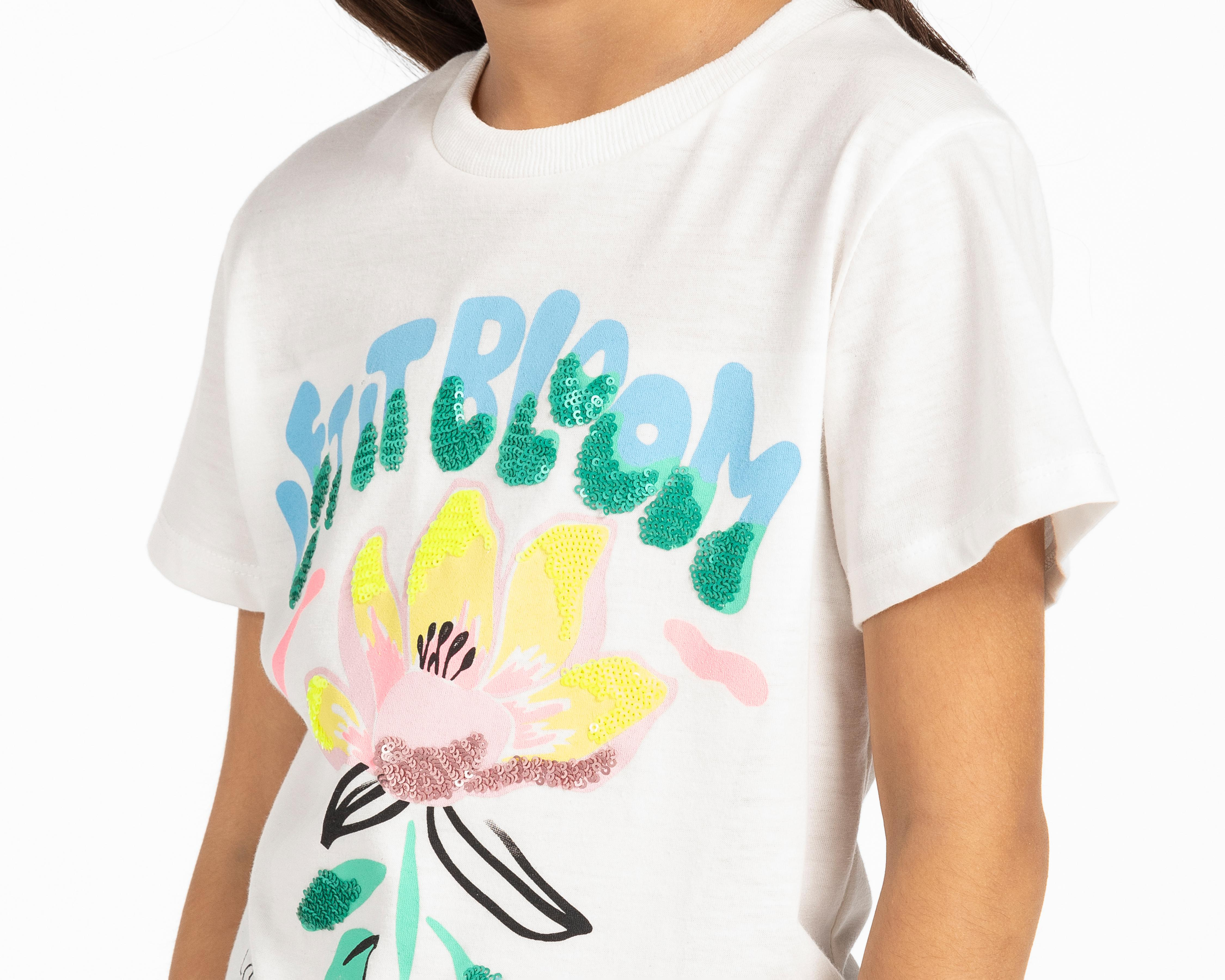 Foto 4 | Playera Girls Attitude Manga Corta Estampada para Niña