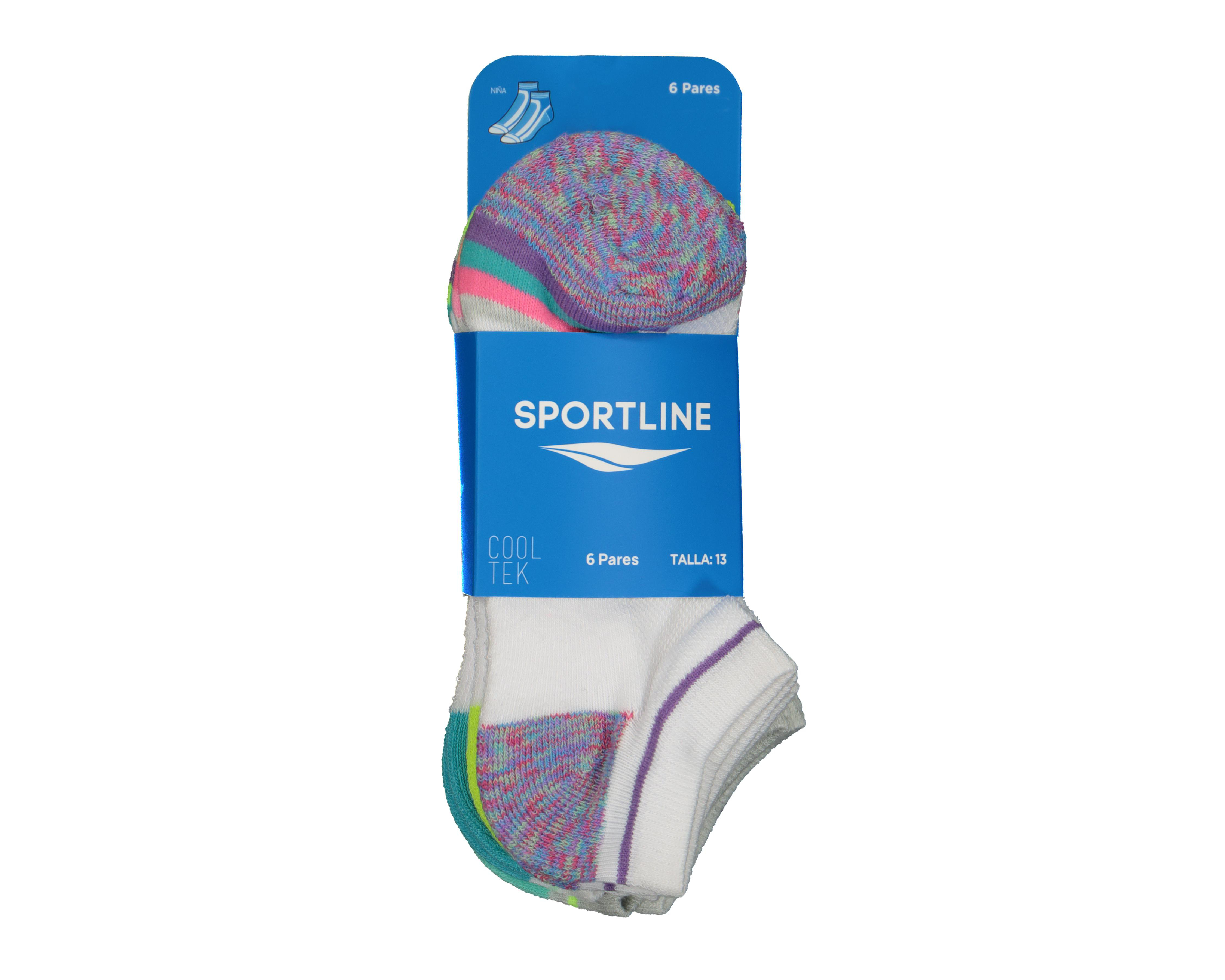 Foto 4 pulgar | Calcetas Deportivas Sportline Cool Tek para Niña 6 Pares