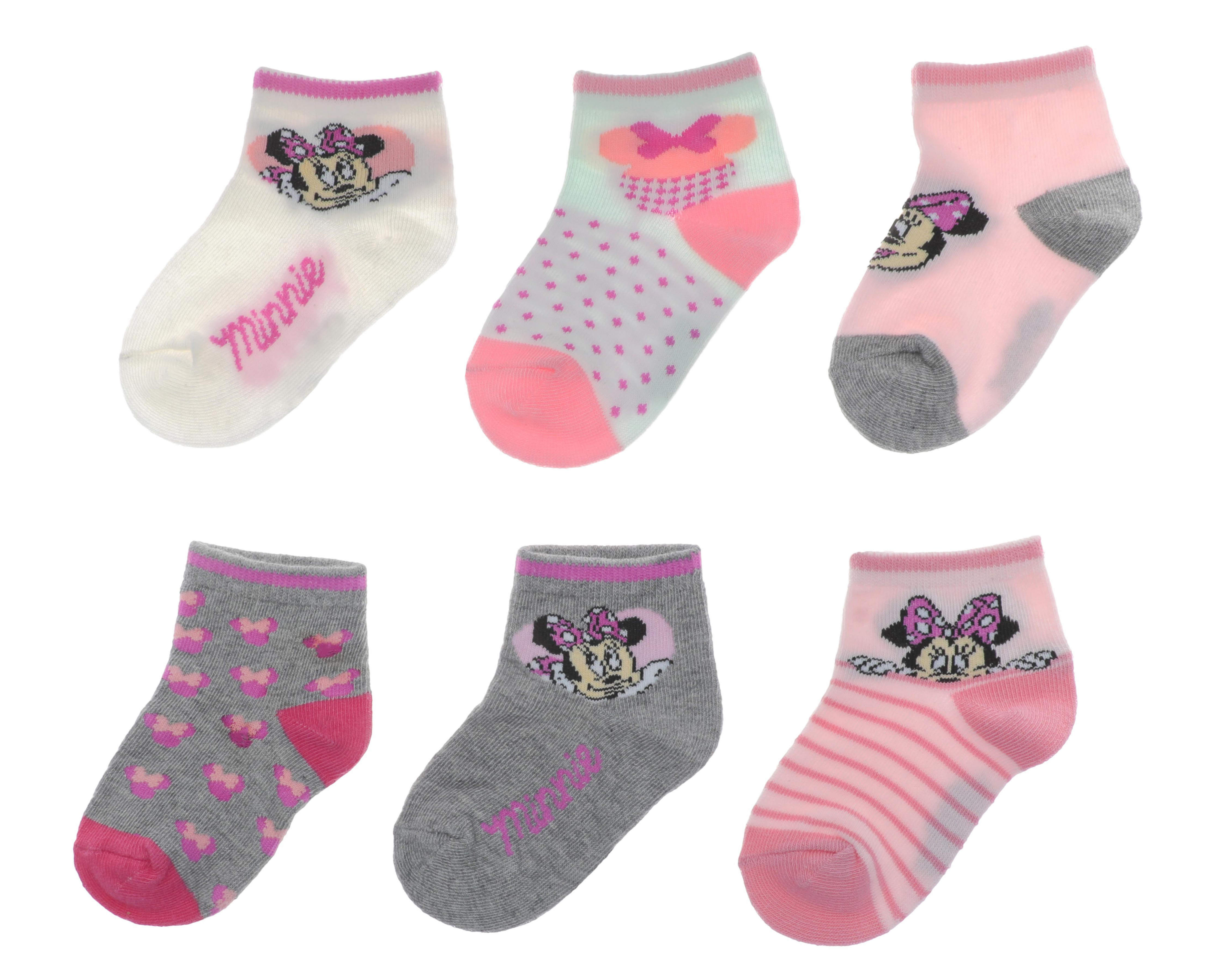 Foto 2 | Calcetas Cortas Disney Minnie Mouse para Niña 6 Pares
