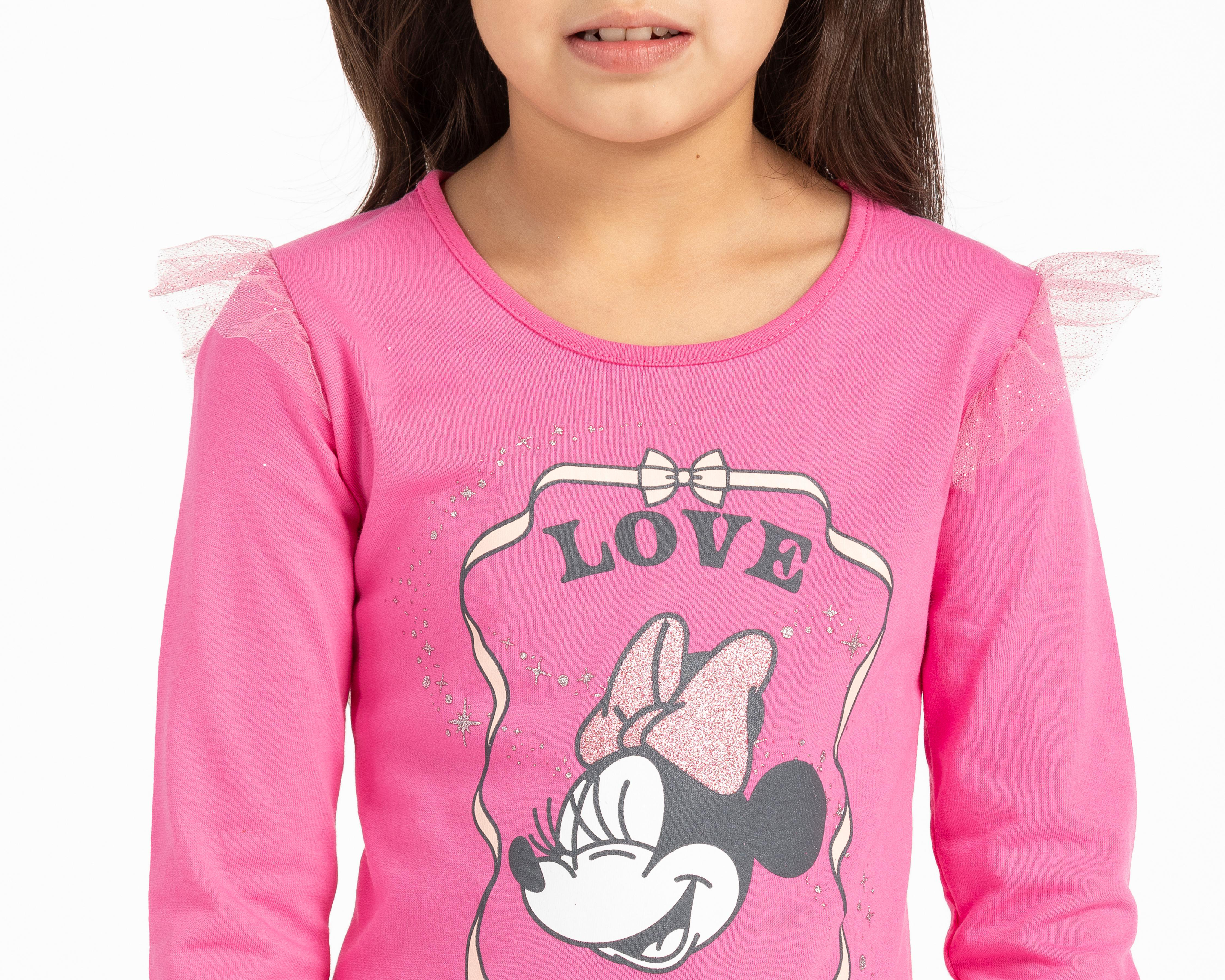 Foto 4 pulgar | Playera Disney Minnie Mouse Manga Larga Estampada para Niña