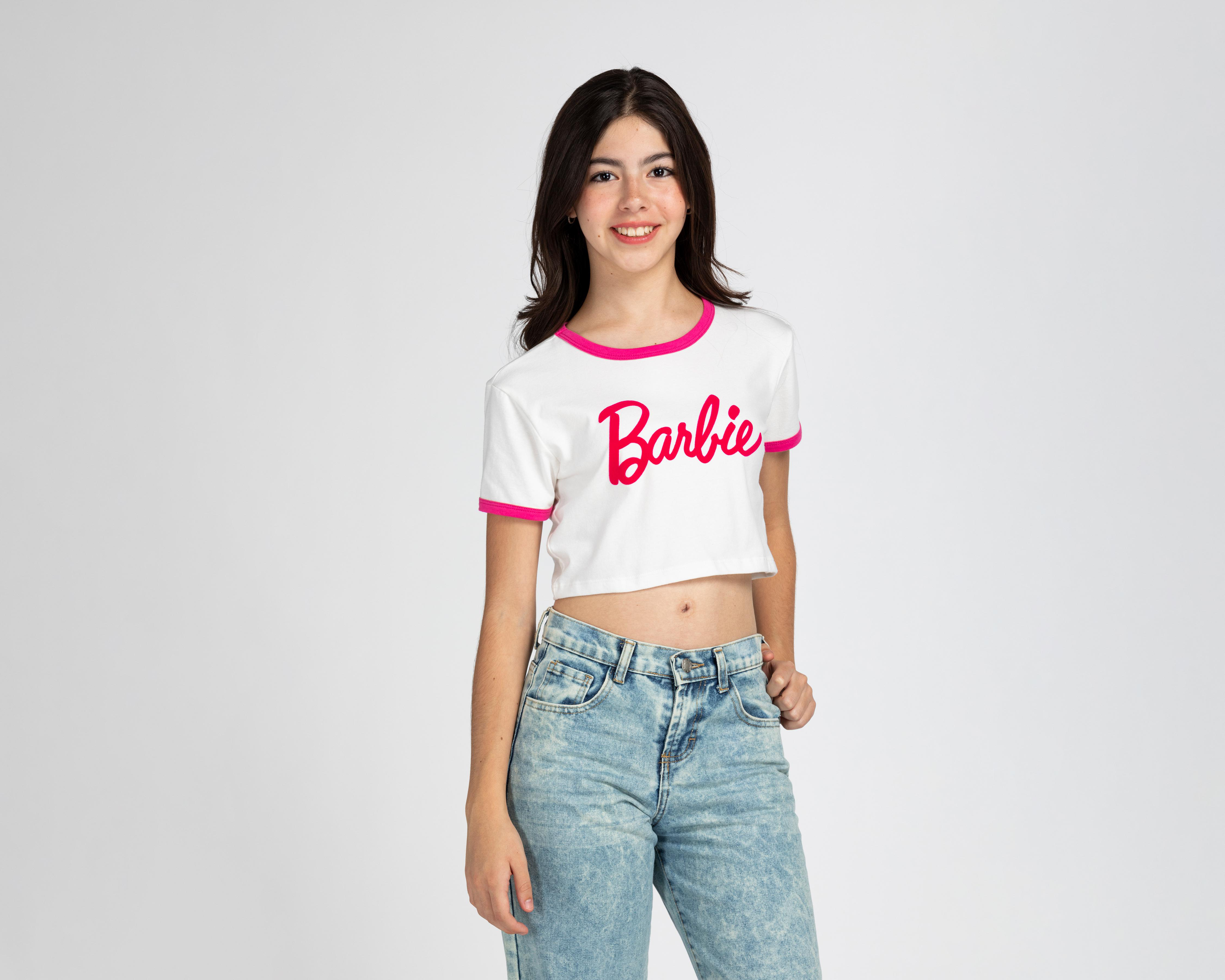 Foto 2 pulgar | Playera Barbie Manga Corta Estampada Juvenil