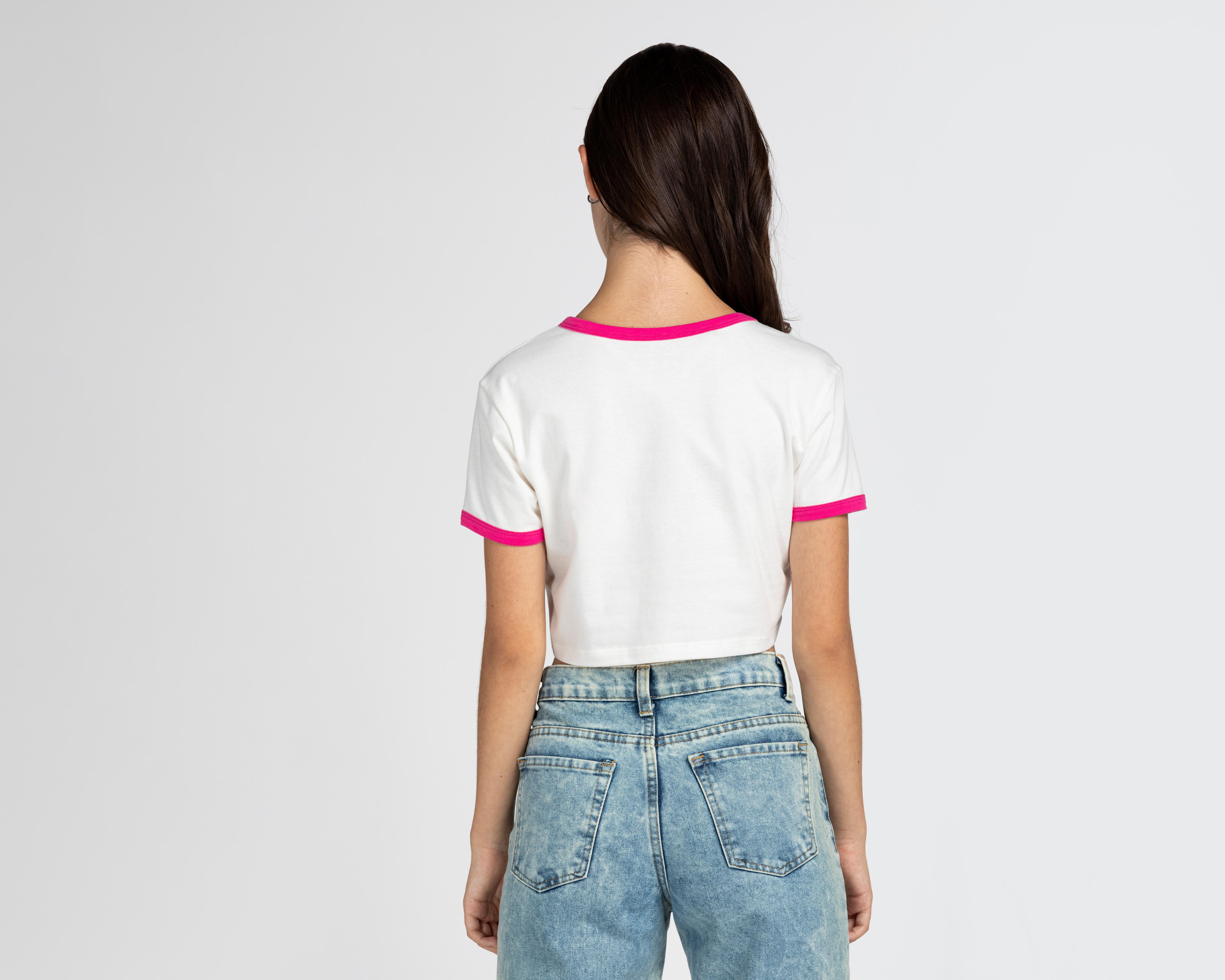 Foto 3 pulgar | Playera Barbie Manga Corta Estampada Juvenil