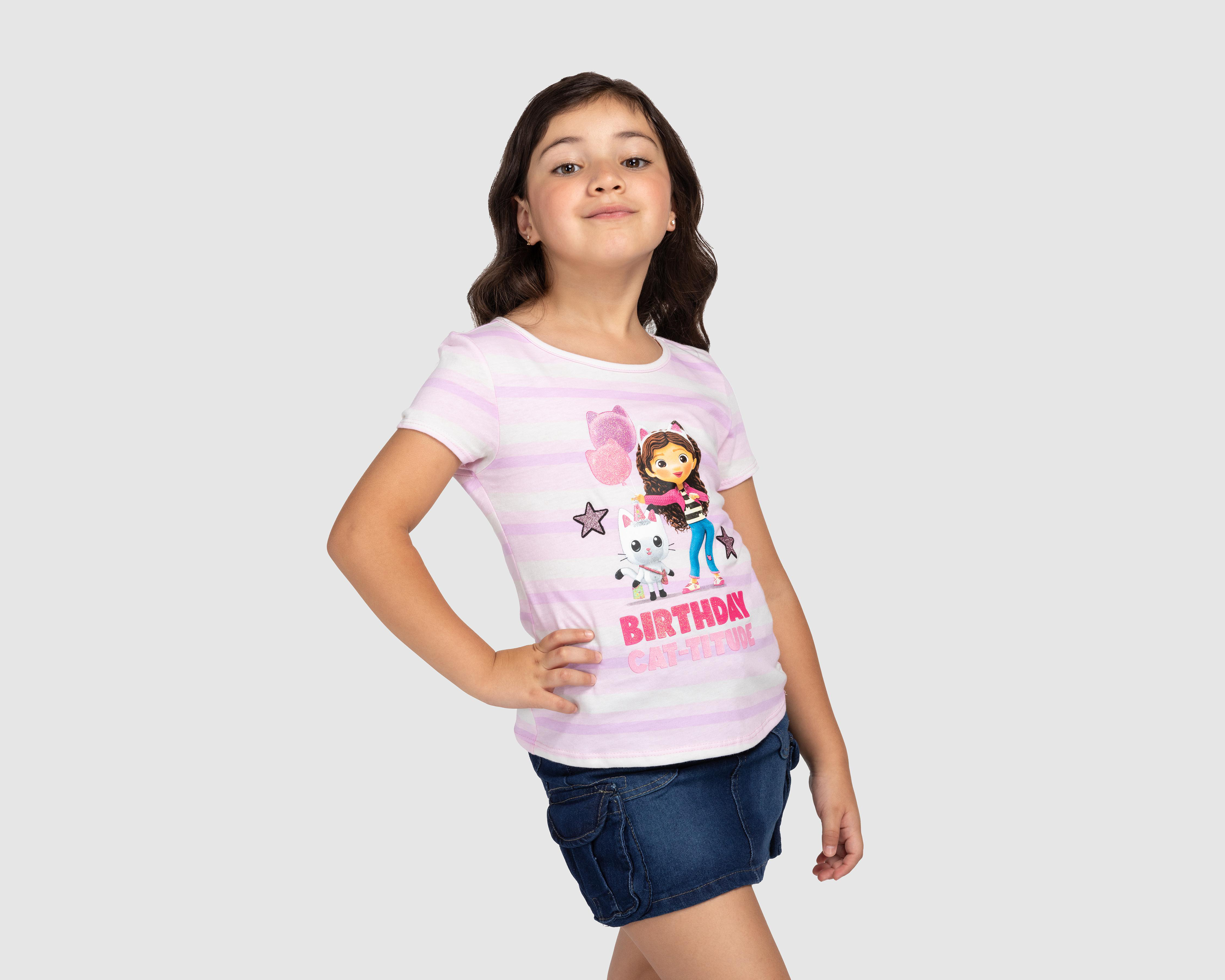 Playera Gabby's Dollhouse Manga Corta Estampada para Niña