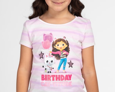 Foto 4 | Playera Gabby's Dollhouse Manga Corta Estampada para Niña