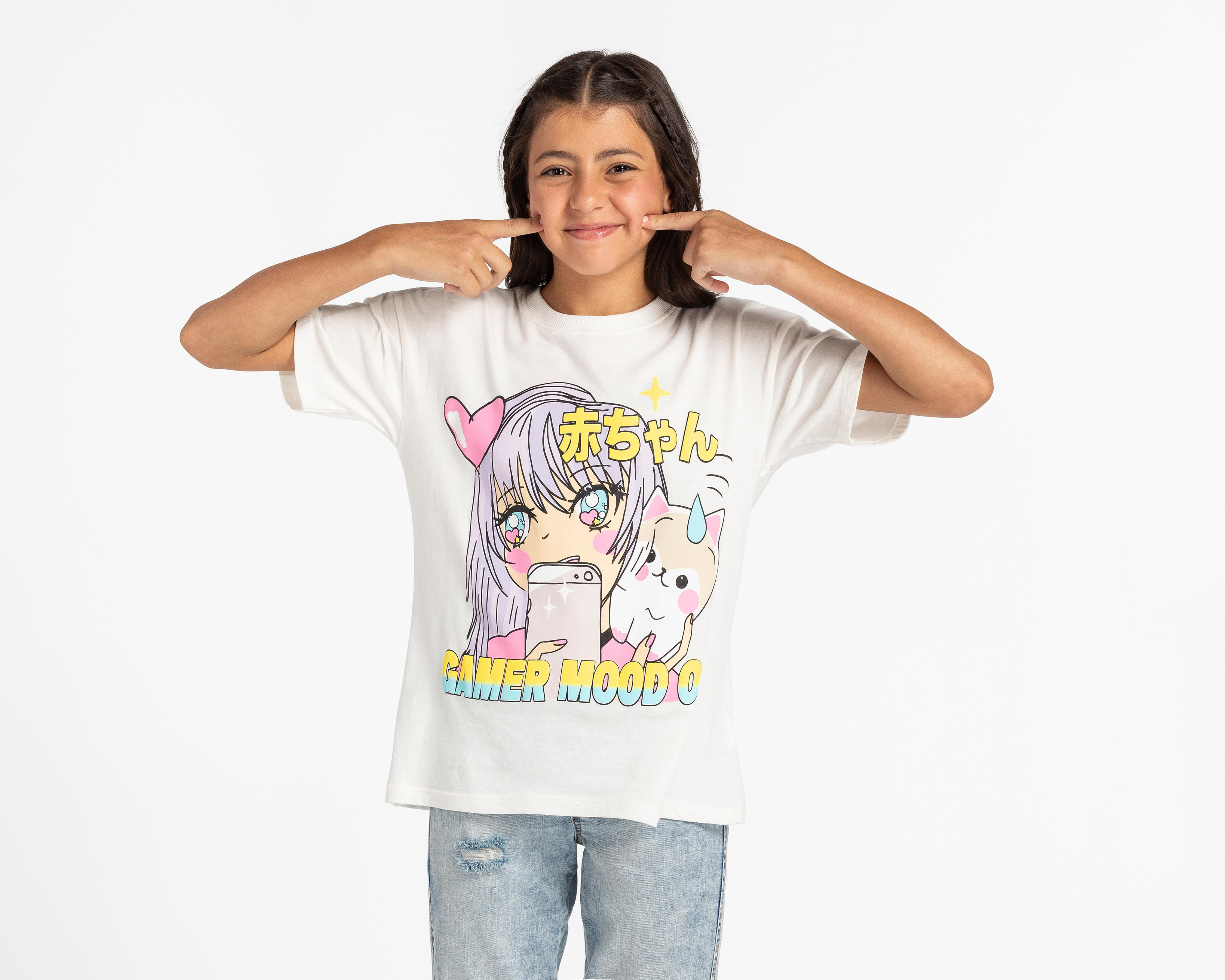 Playera Girls Attitude Manga Corta Estampada para Niña