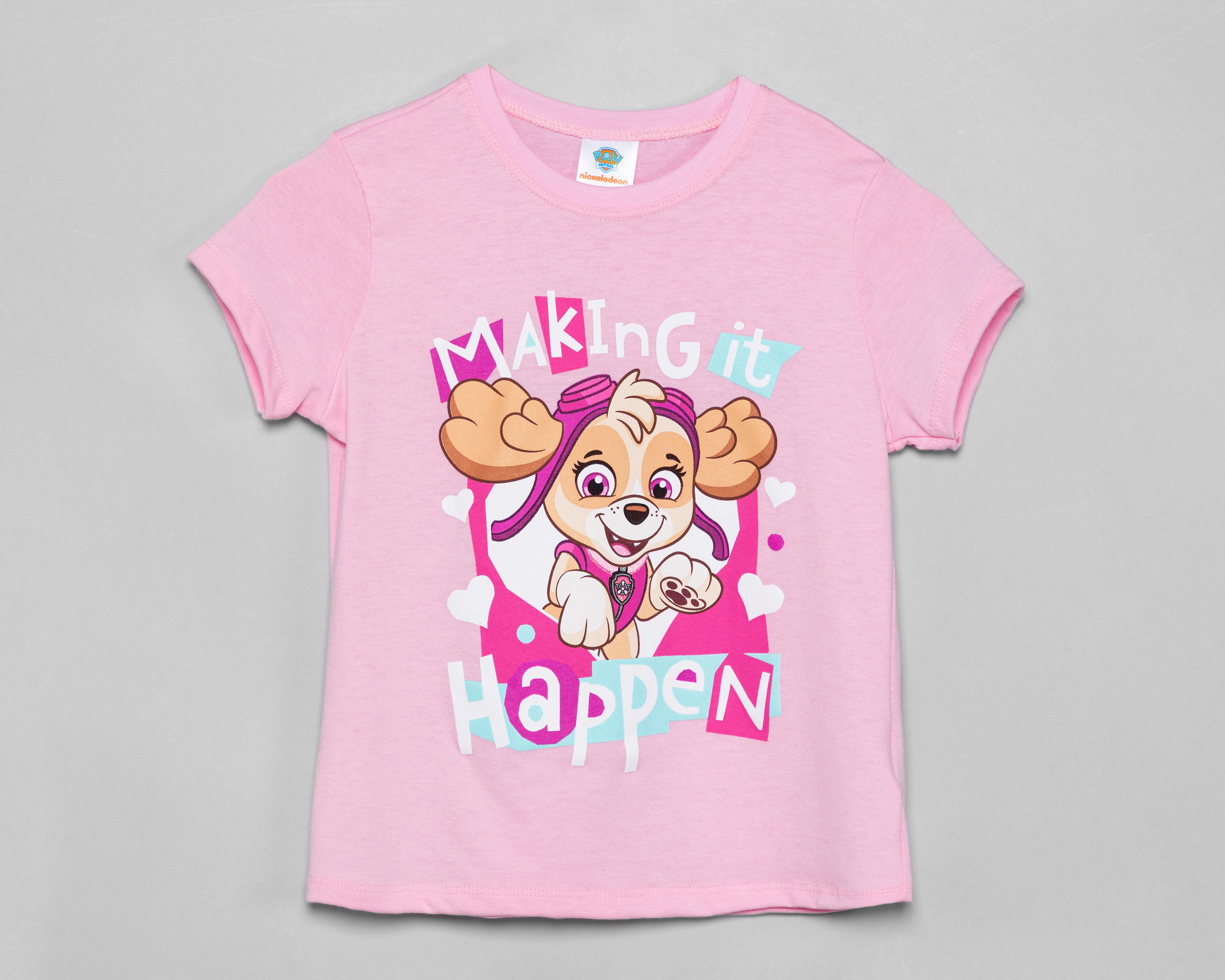 Foto 2 pulgar | Playera Paw Patrol Manga Corta Estampada para Niña