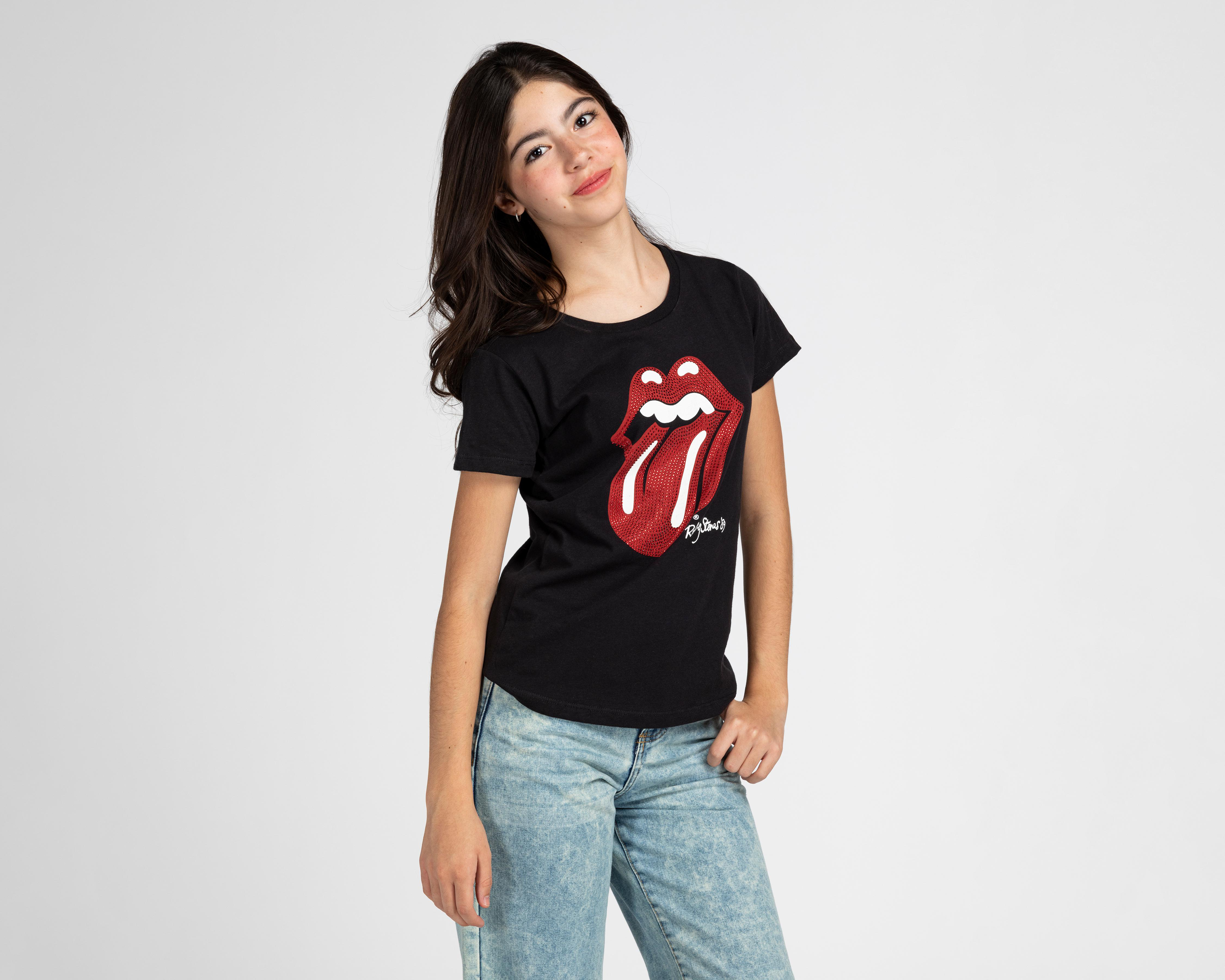 Foto 2 pulgar | Playera The Rolling Stones Manga Corta Estampada para Niña