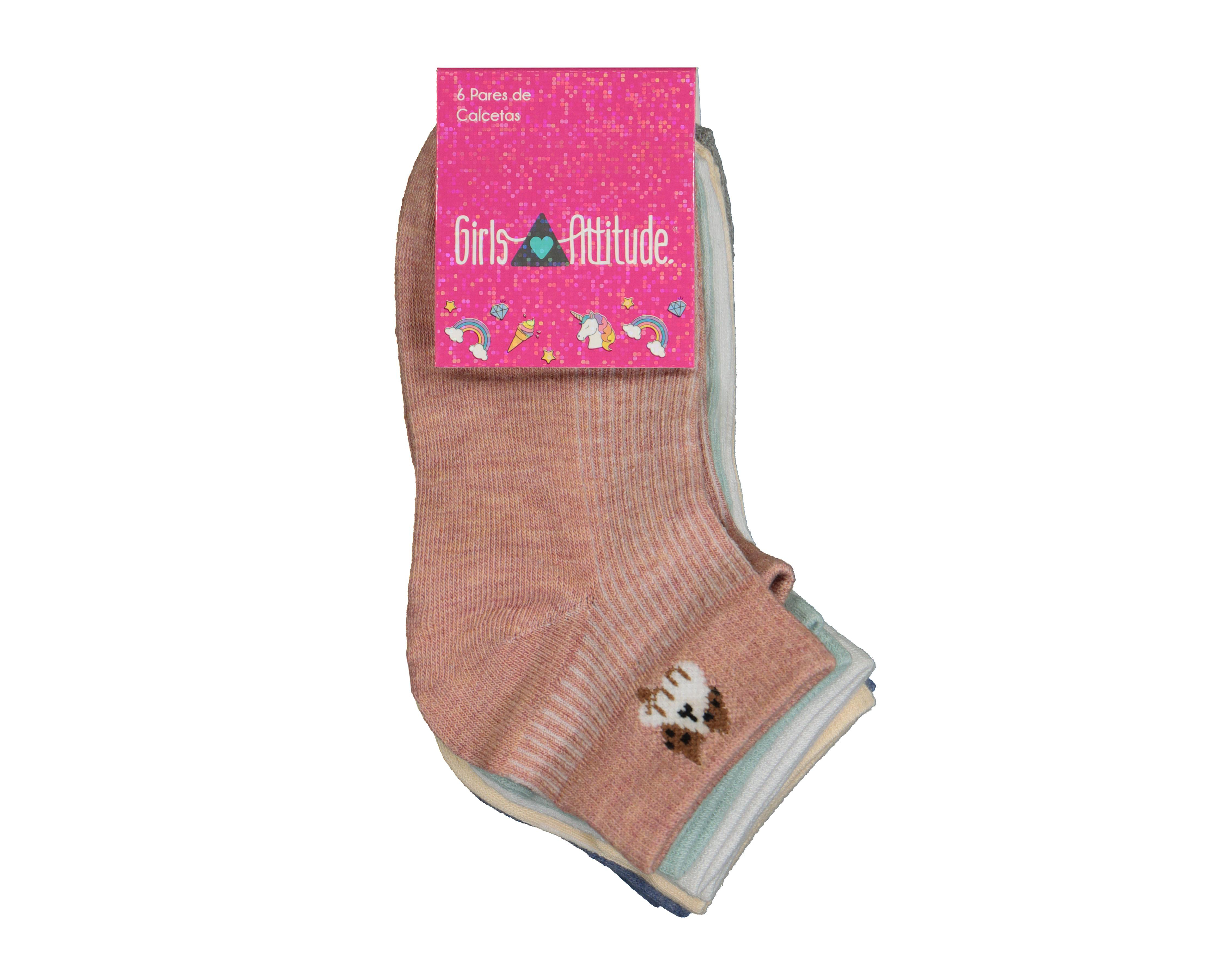 Foto 4 pulgar | Calcetas Cortas Girls Attitude para Niña 6 Pares