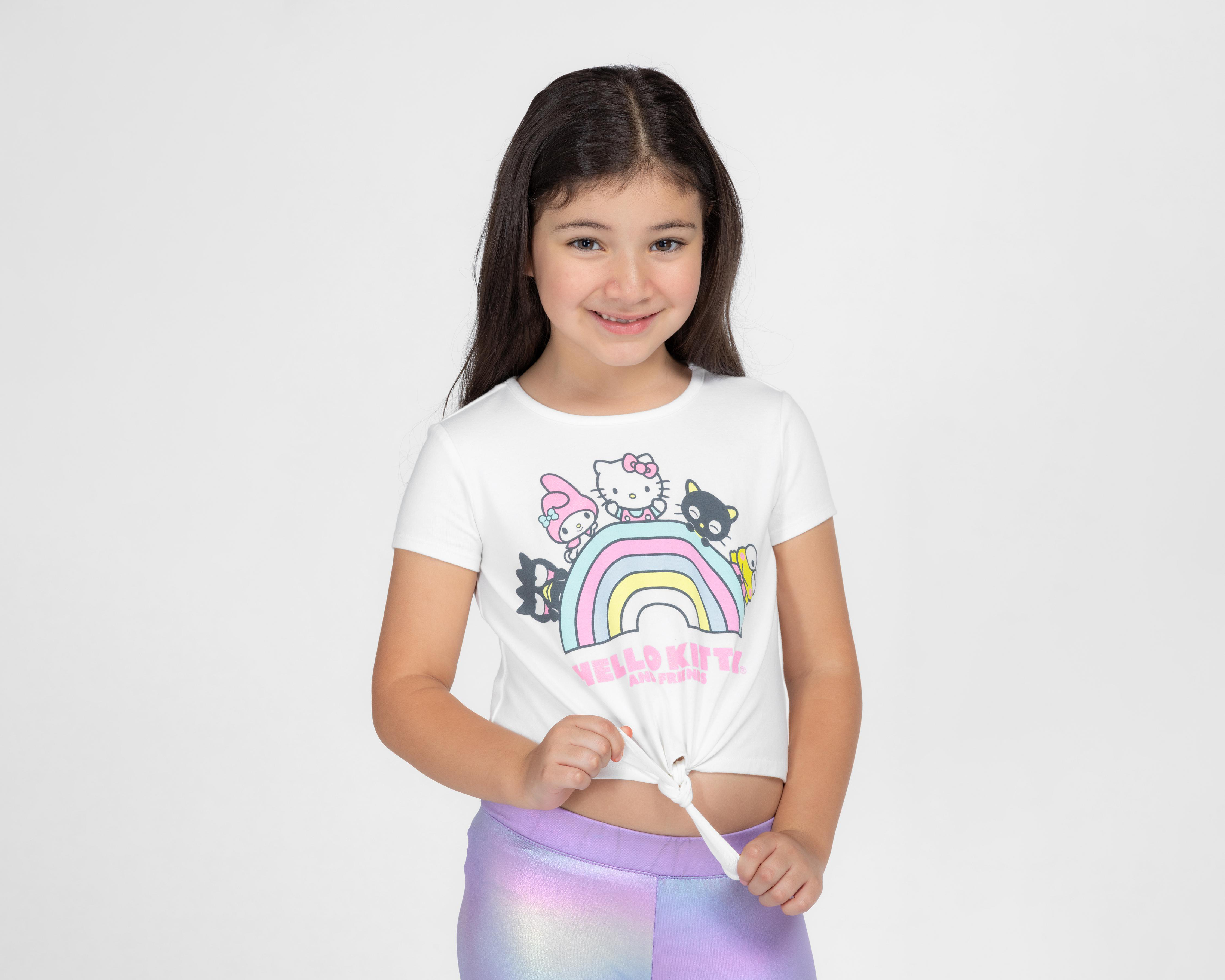 Playera Hello Kitty Manga Corta Estampada para Niña