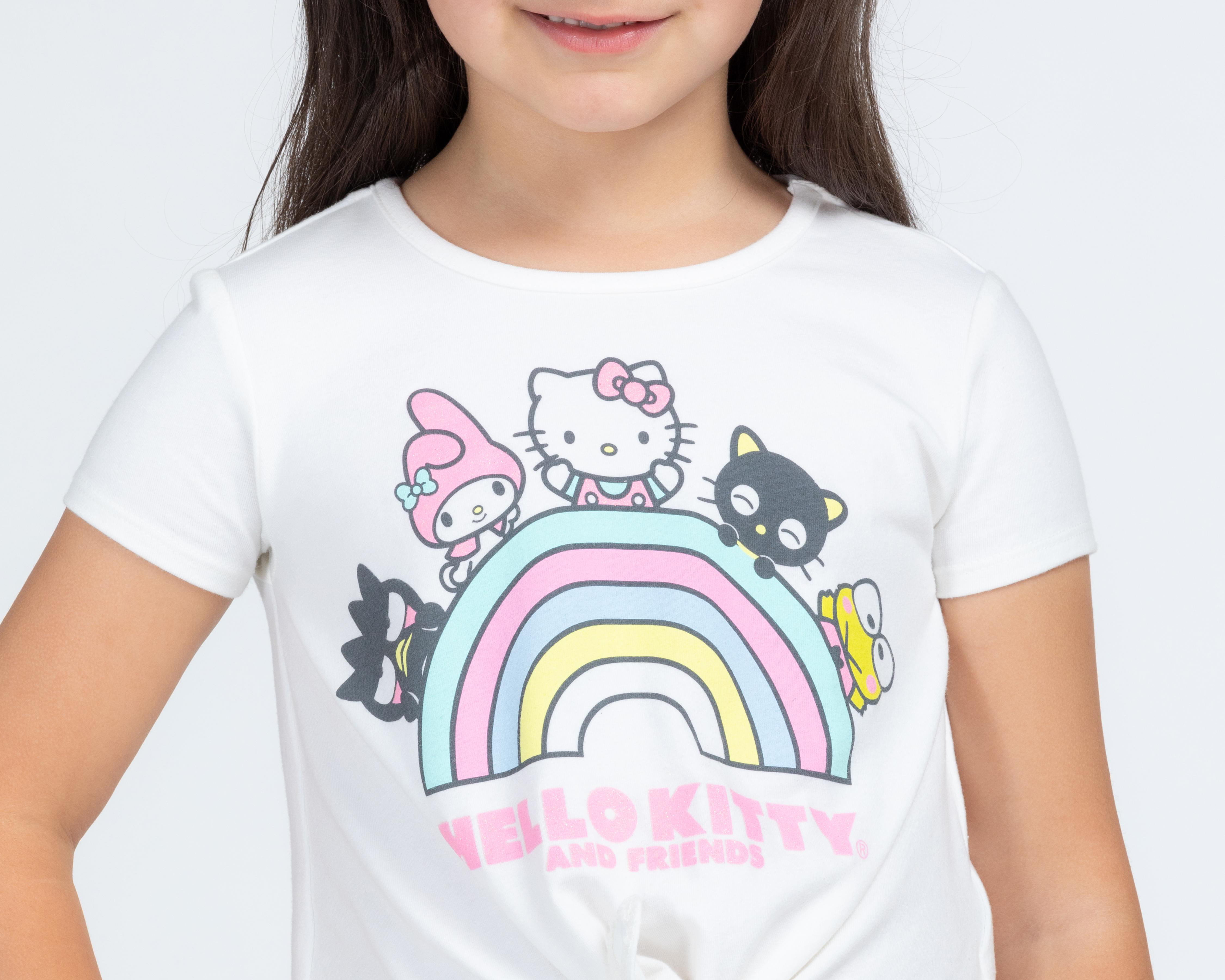 Foto 4 pulgar | Playera Hello Kitty Manga Corta Estampada para Niña