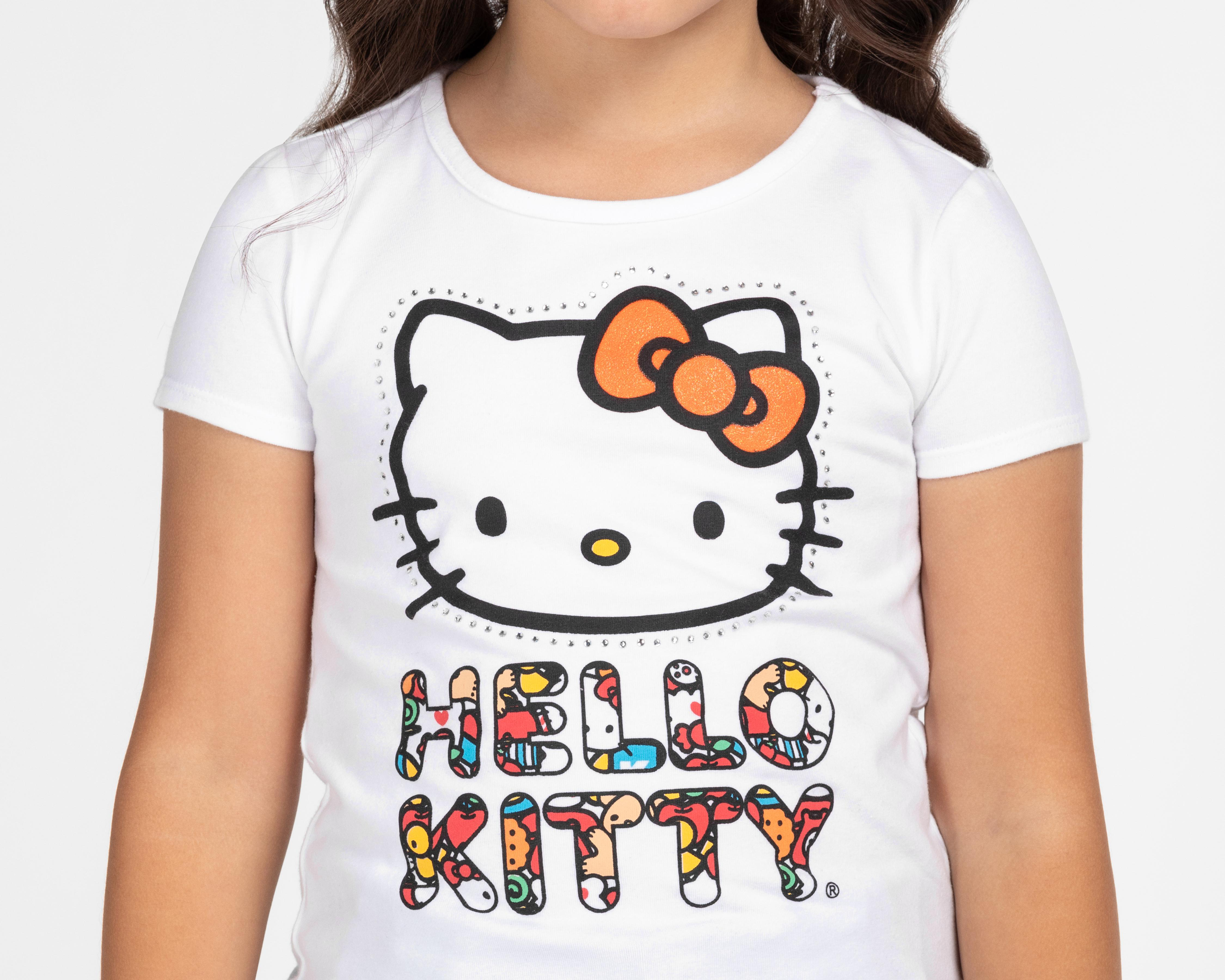 Foto 4 pulgar | Playera Hello Kitty Manga Corta Estampada para Niña