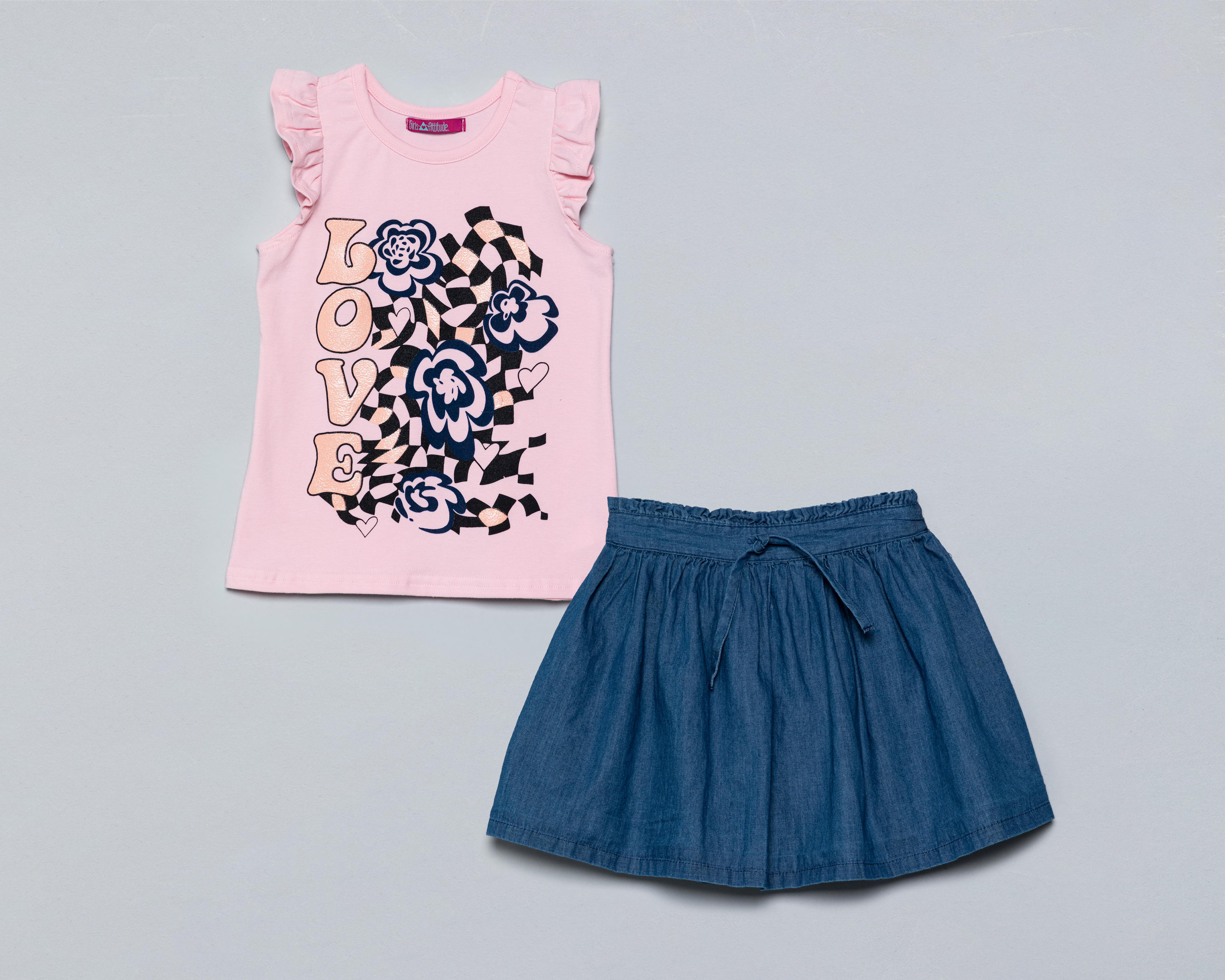 Conjunto de Falda y Playera Girls Attitude para Niña