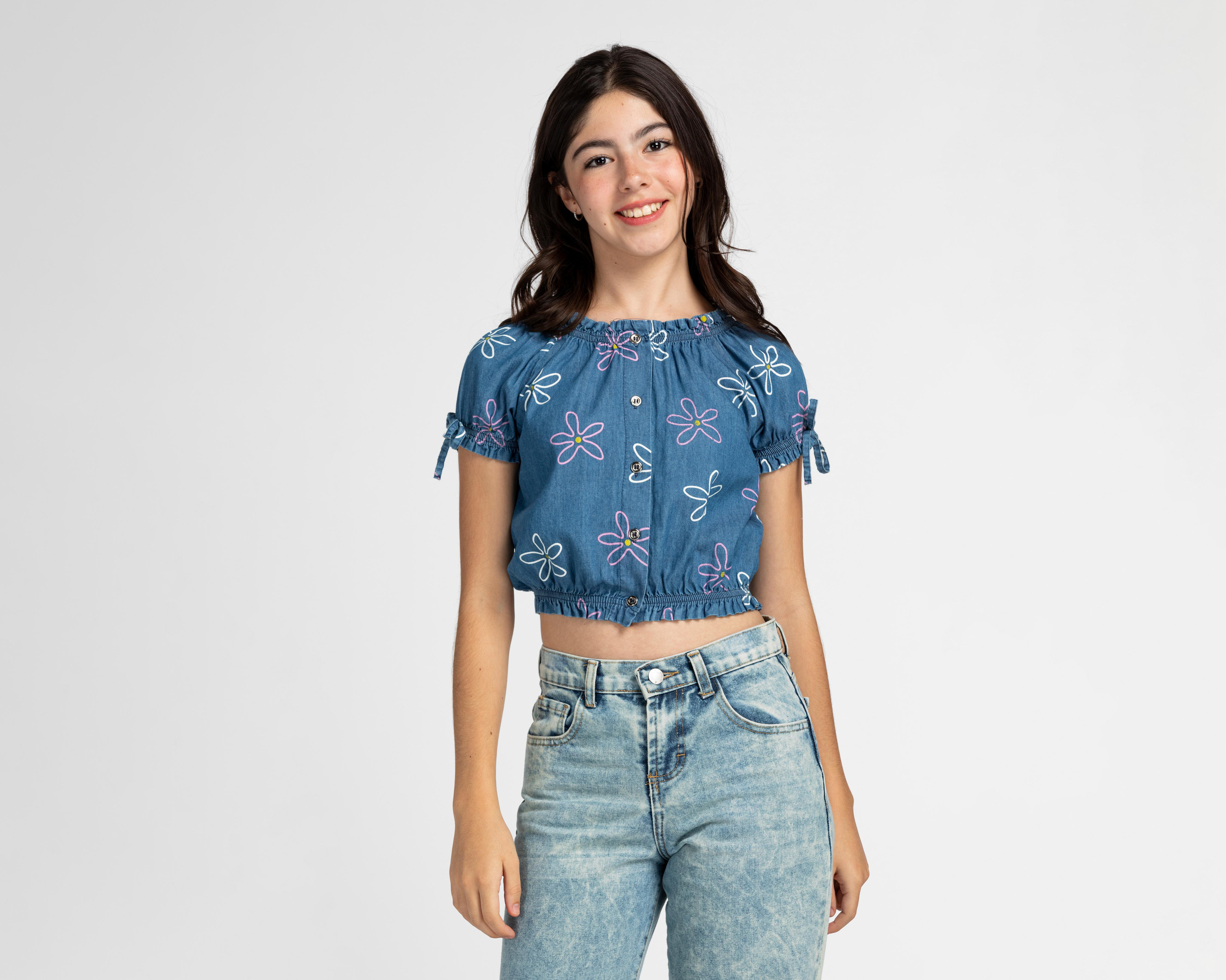 Blusa Refill Manga Corta Floral Juvenil $199