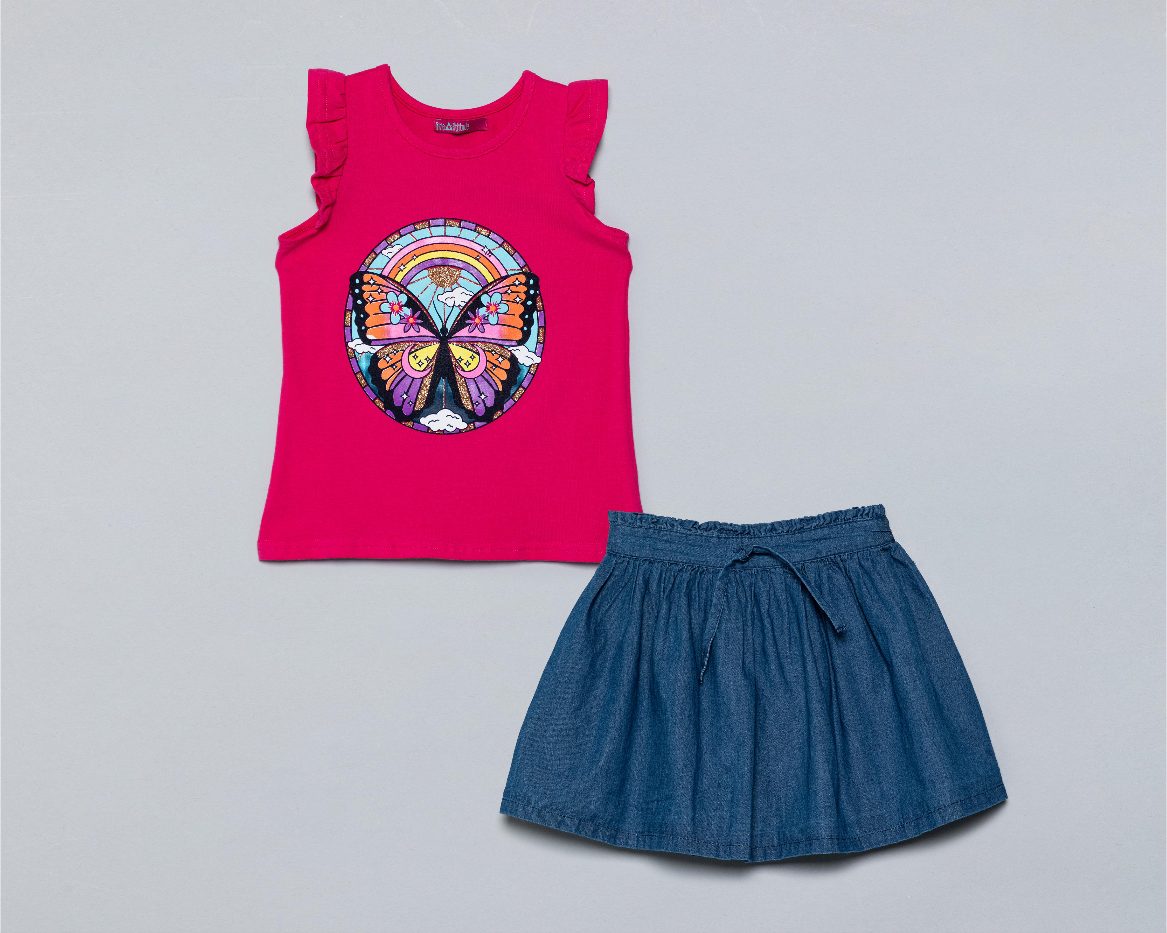 Conjunto de Falda y Playera Girls Attitude para Niña