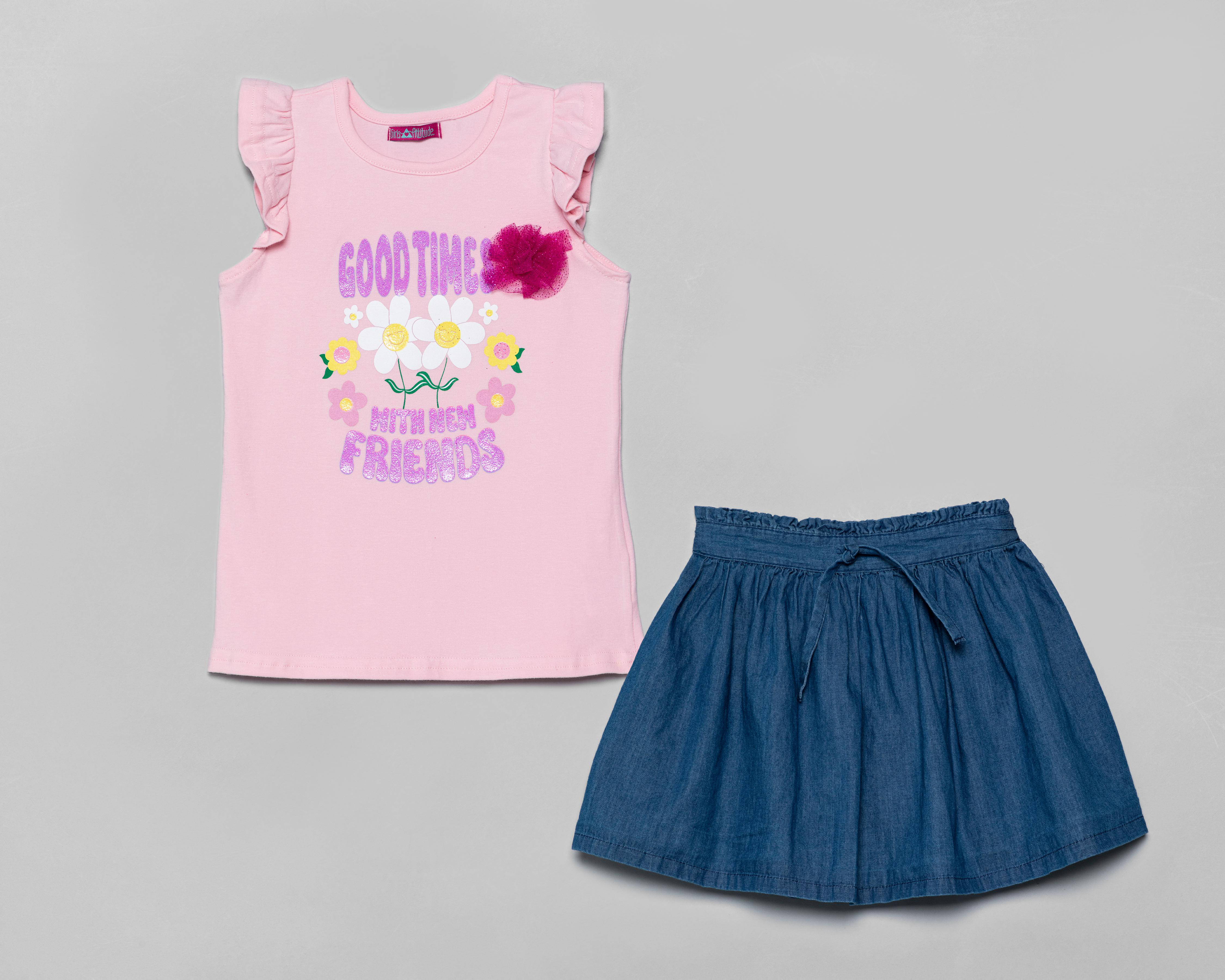 Conjunto de Falda y Playera Girls Attitude para Niña