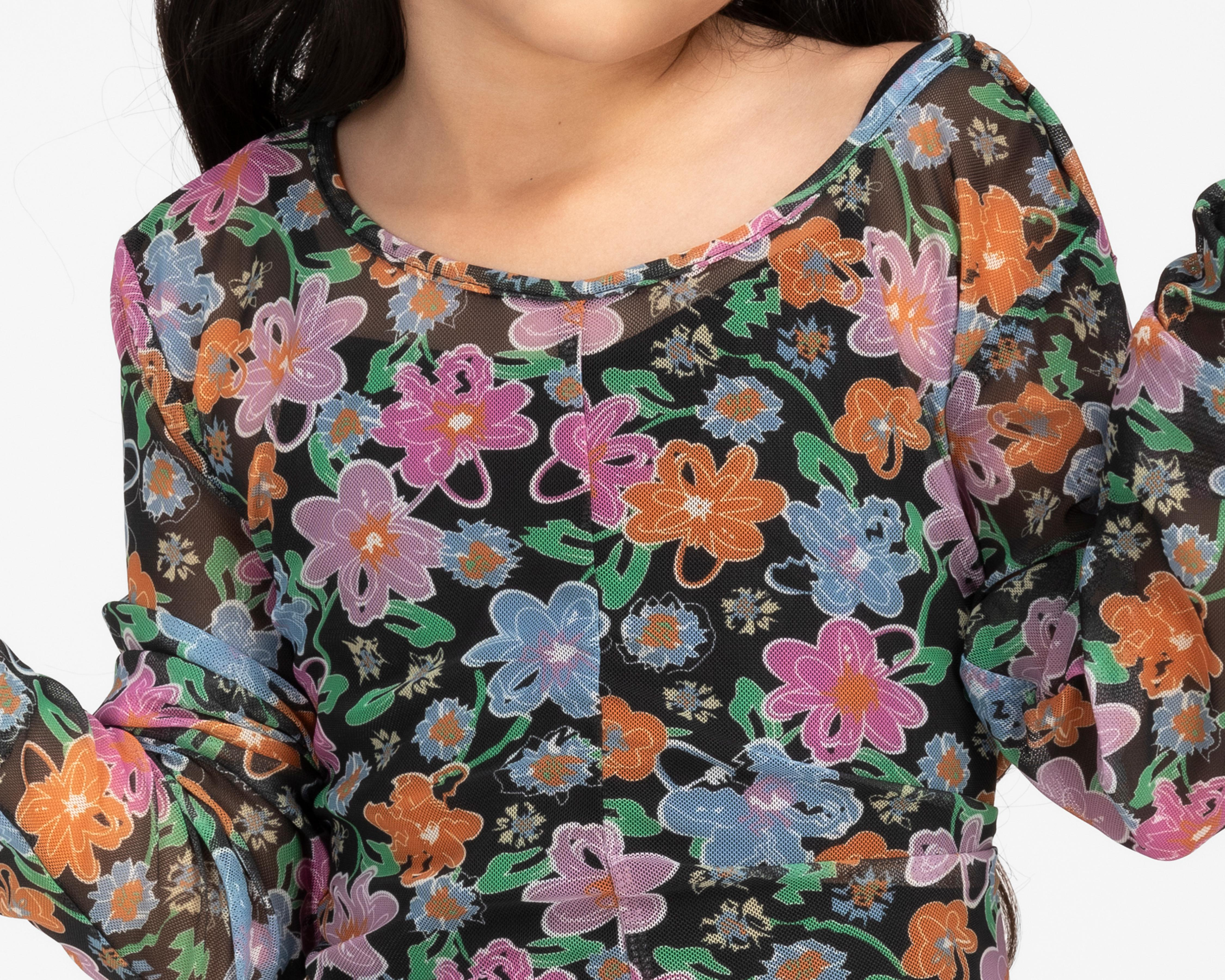 Foto 4 | Blusa Girls Attitude Manga Larga Floral para Niñas