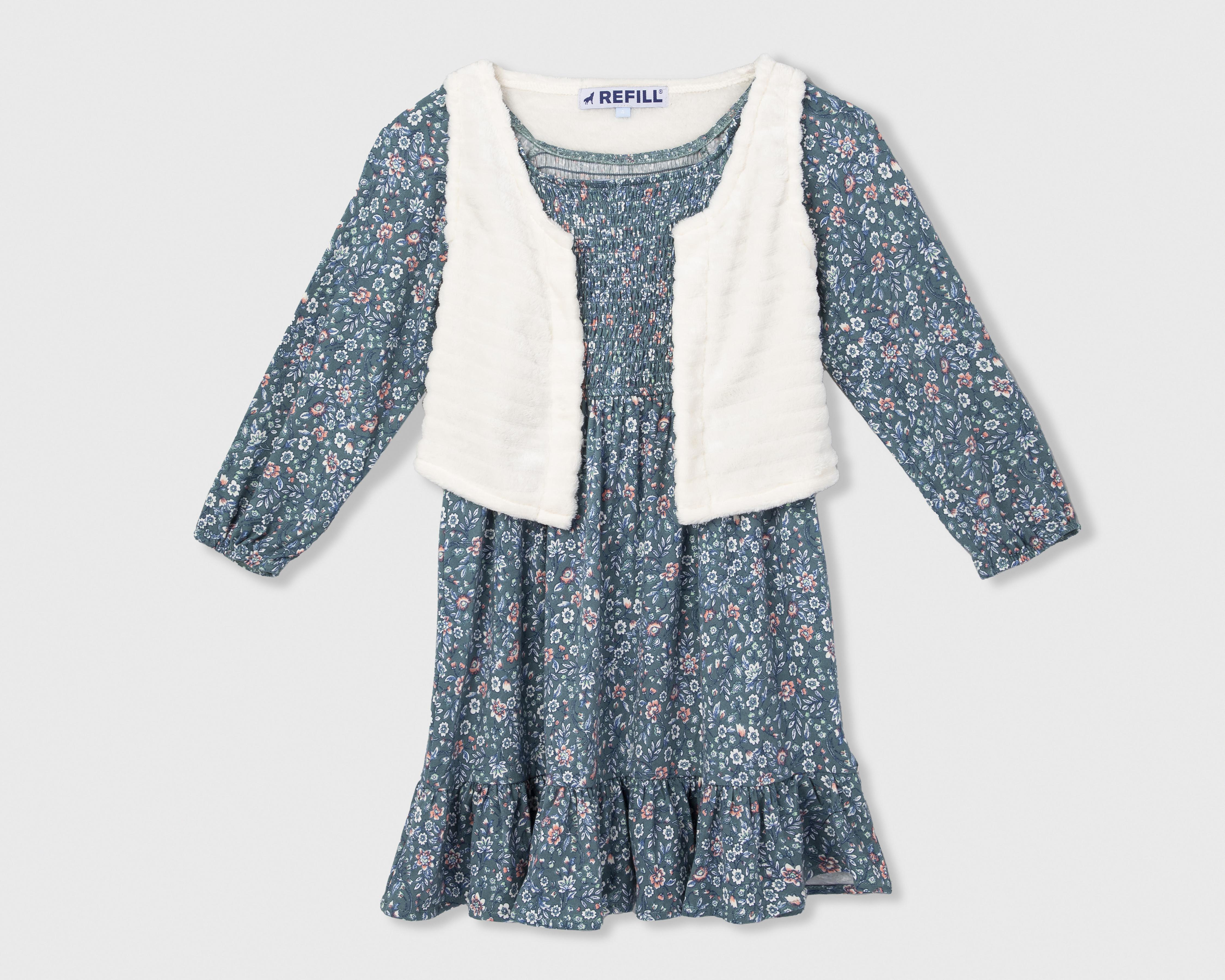 Foto 1 | Vestido Azul Refill para Niña con Chaleco