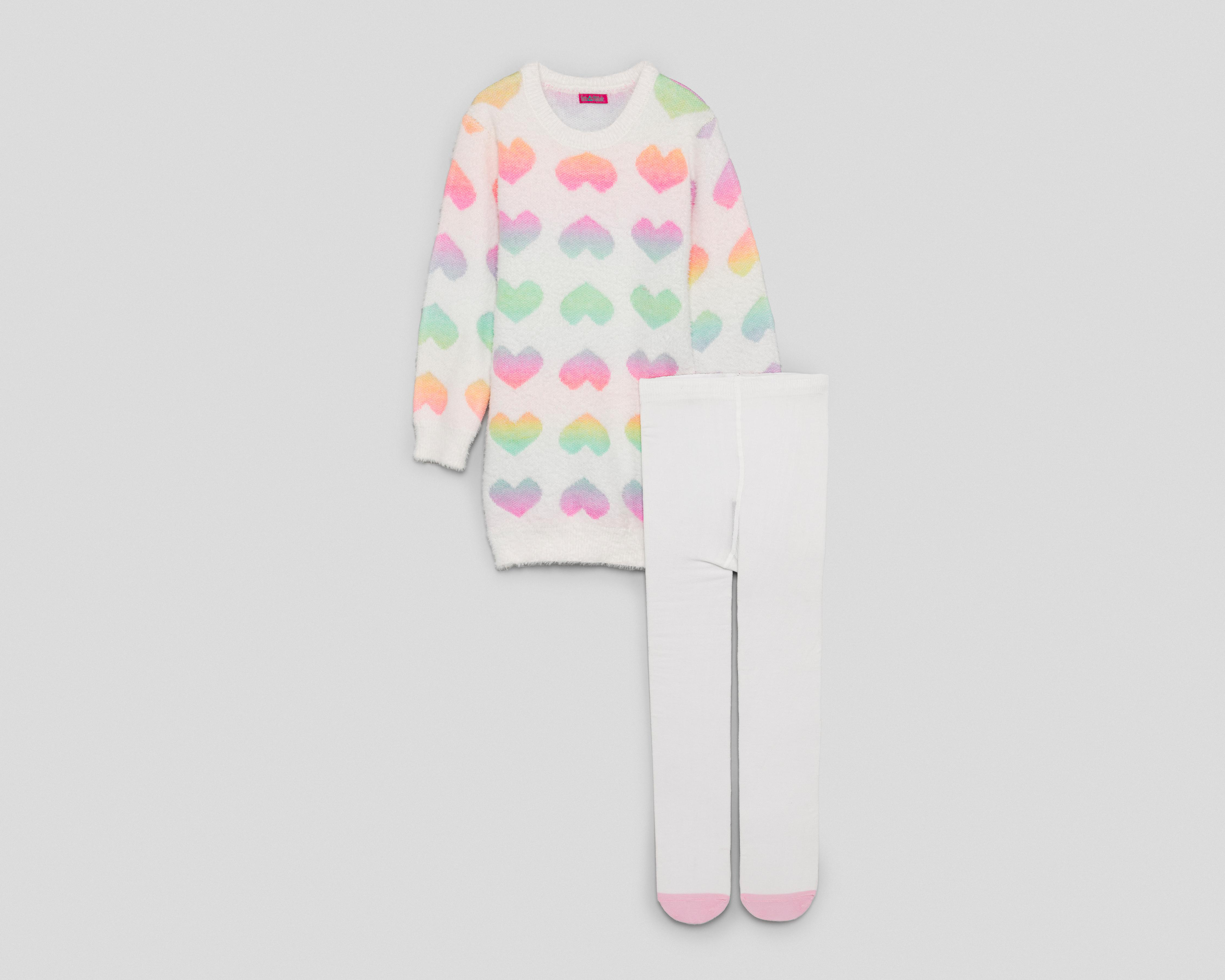 Vestido Blanco Girls Attitude para Niña con Mallas $299