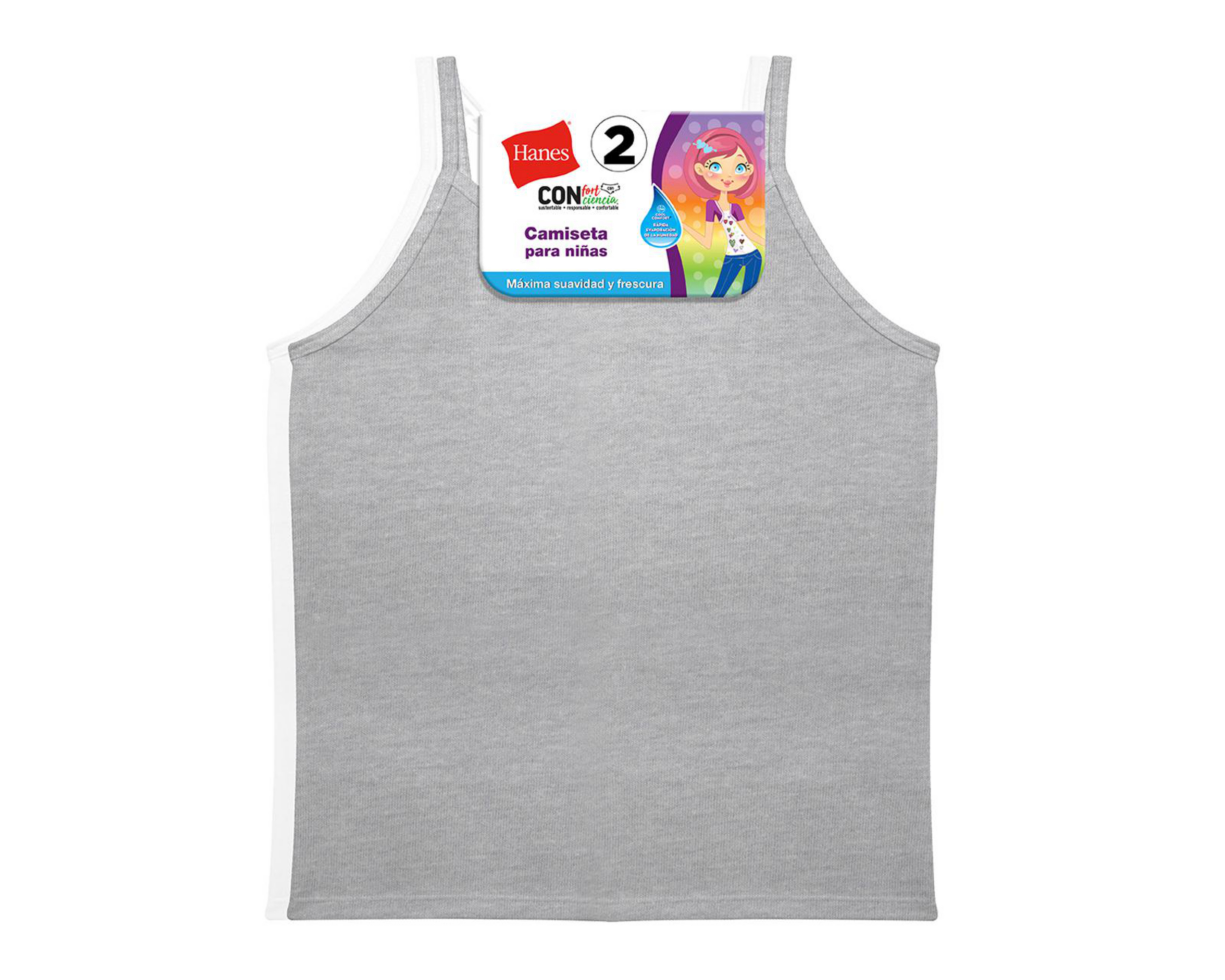 Foto 1 | Camiseta Interior Hanes para Niña 2 Piezas