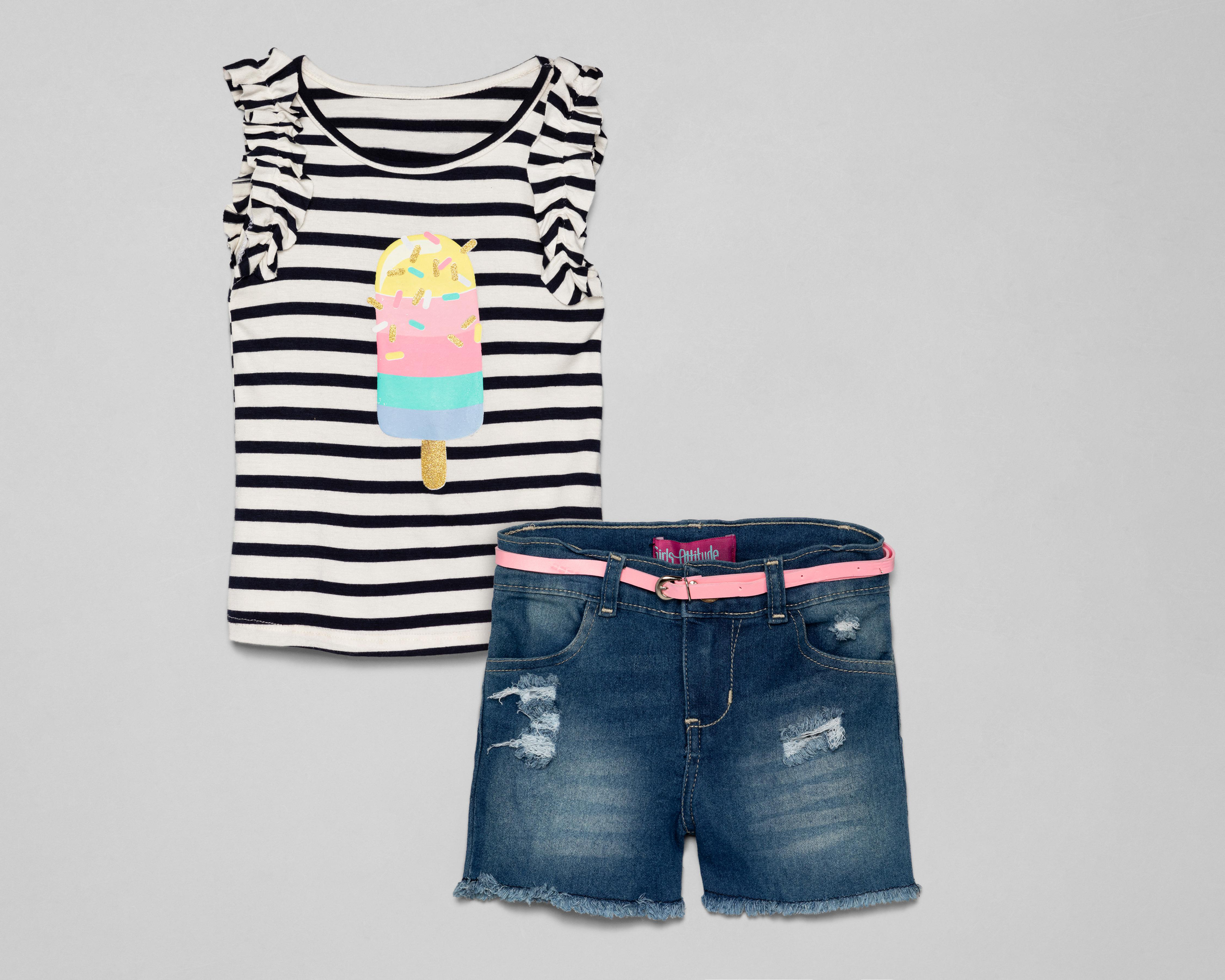 Conjunto de Playera y Short Girls Attitude para Niña