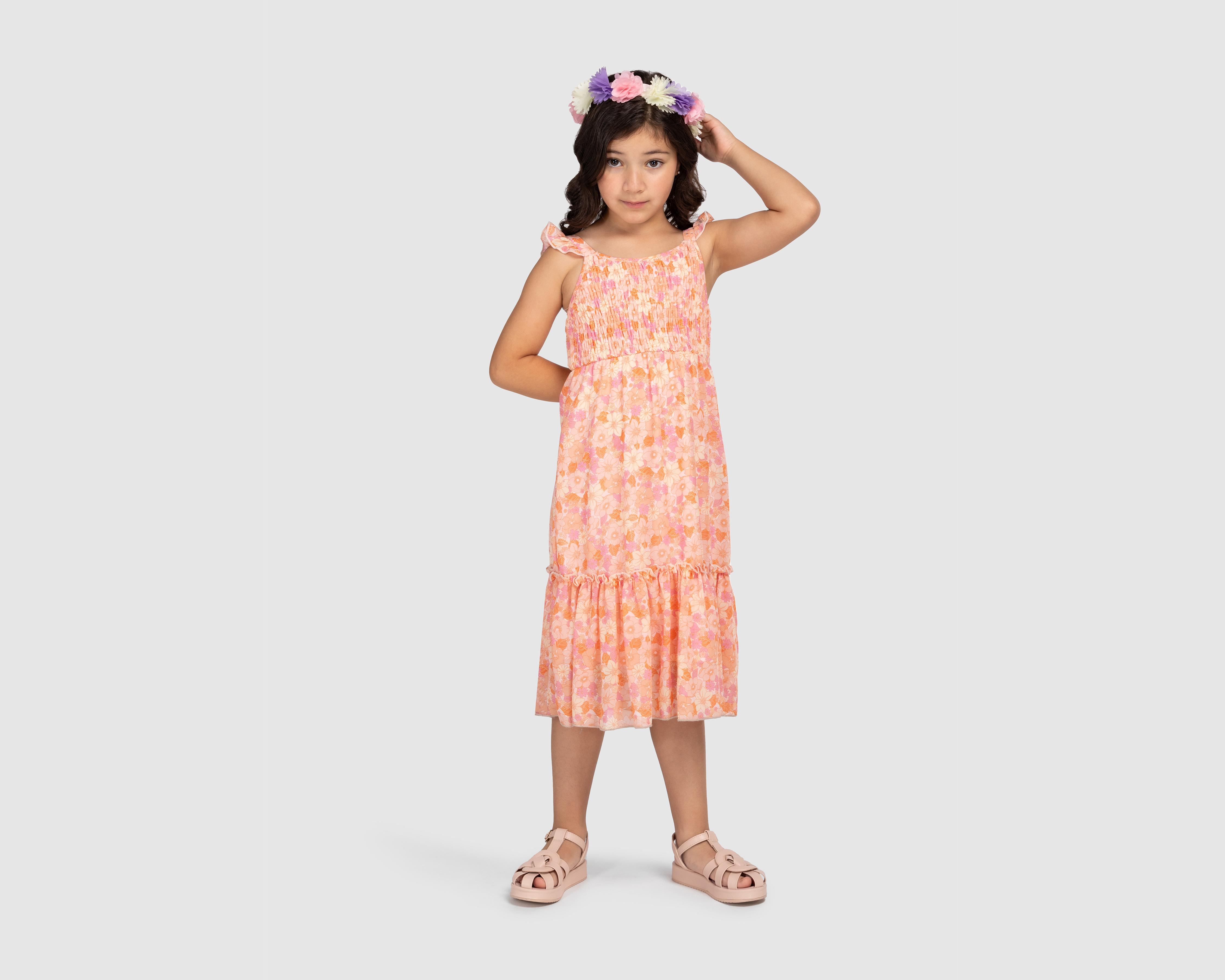 Vestido Rosa Refill para Niña con Diadema $259