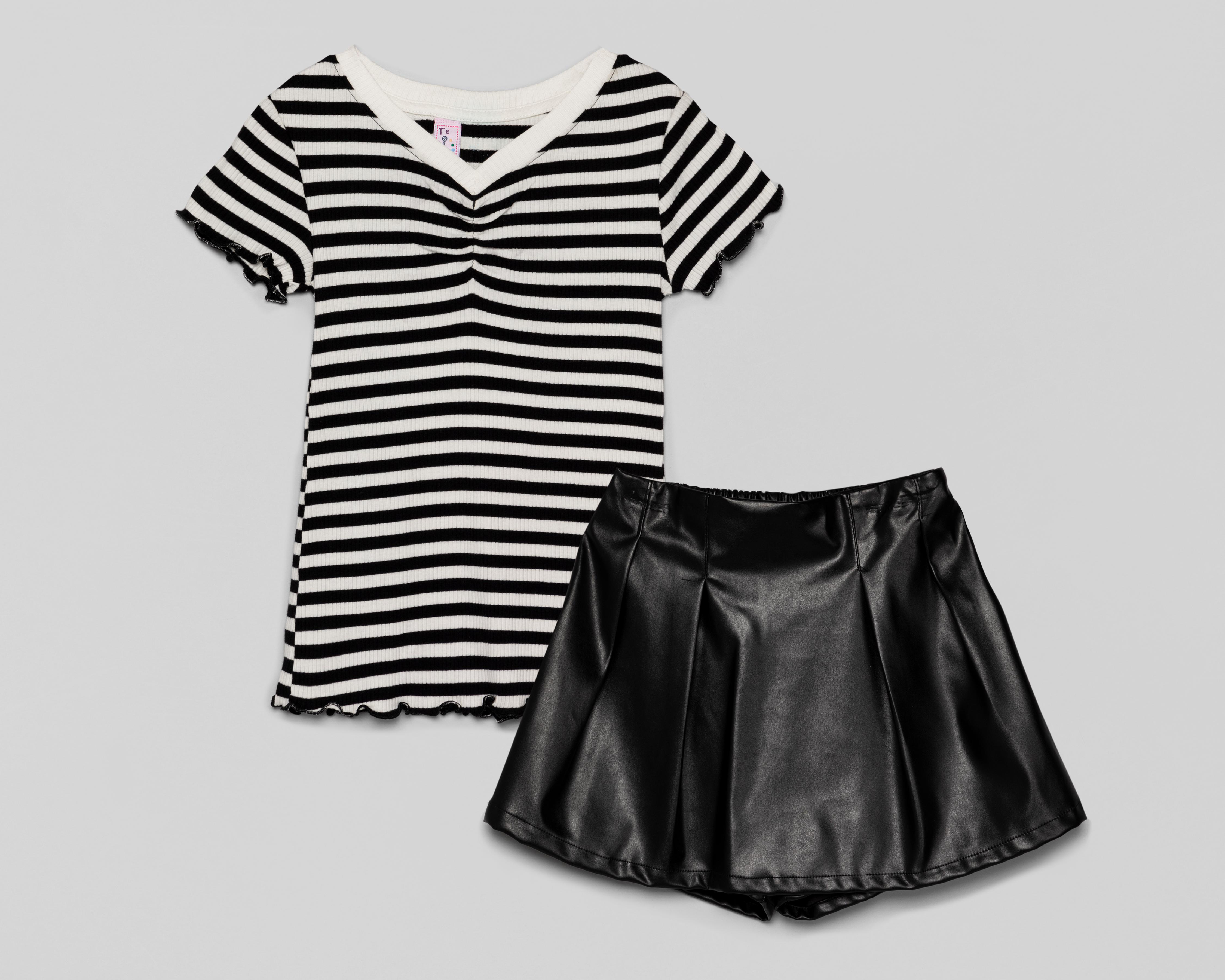 Foto 2 pulgar | Conjunto de Blusa y Short Falda Girls Attitude Juvenil