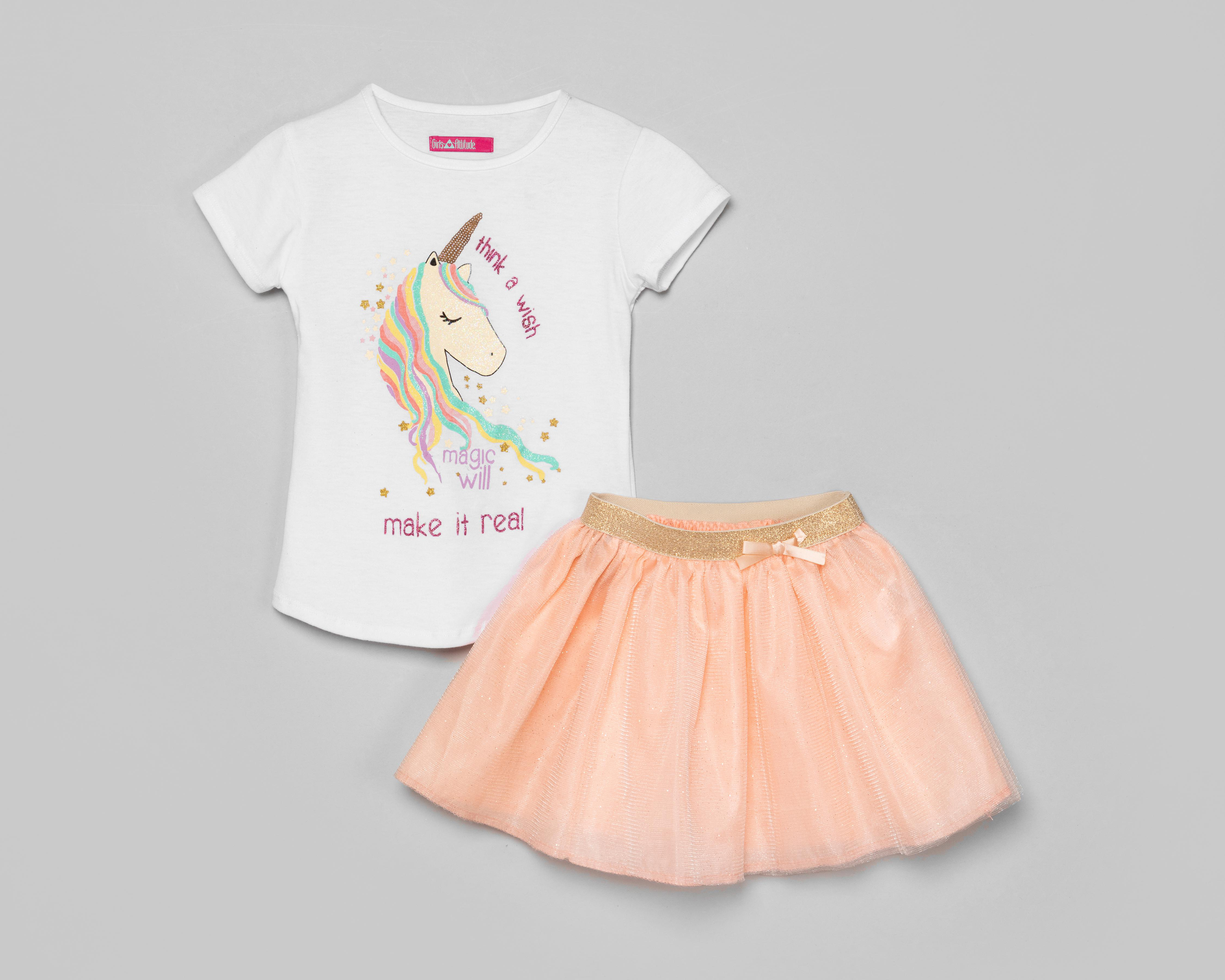 Conjunto de Falda y Playera Girls Attitude para Niña