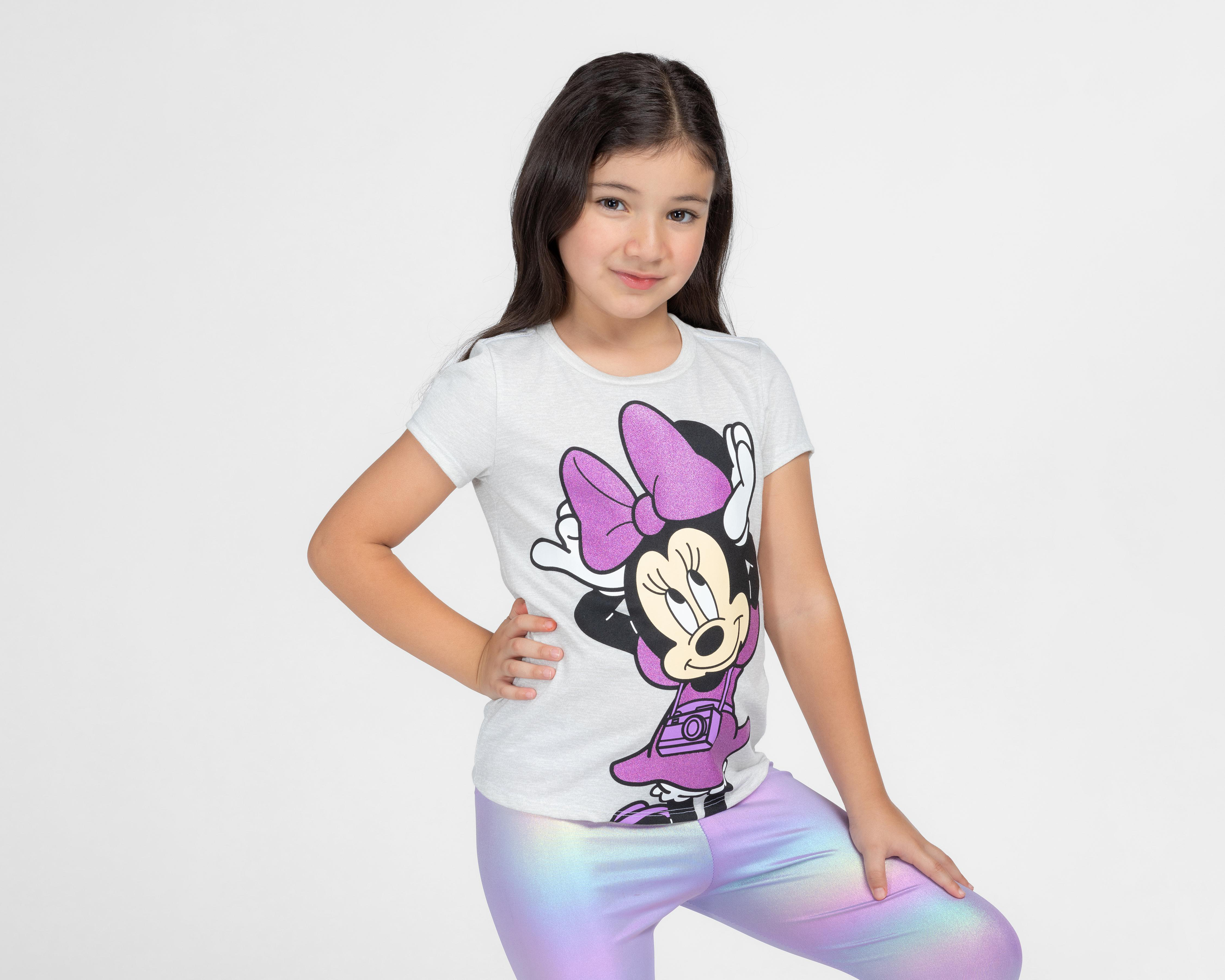 Foto 2 pulgar | Playera Disney Minnie Mouse Manga Corta Estampada para Niña