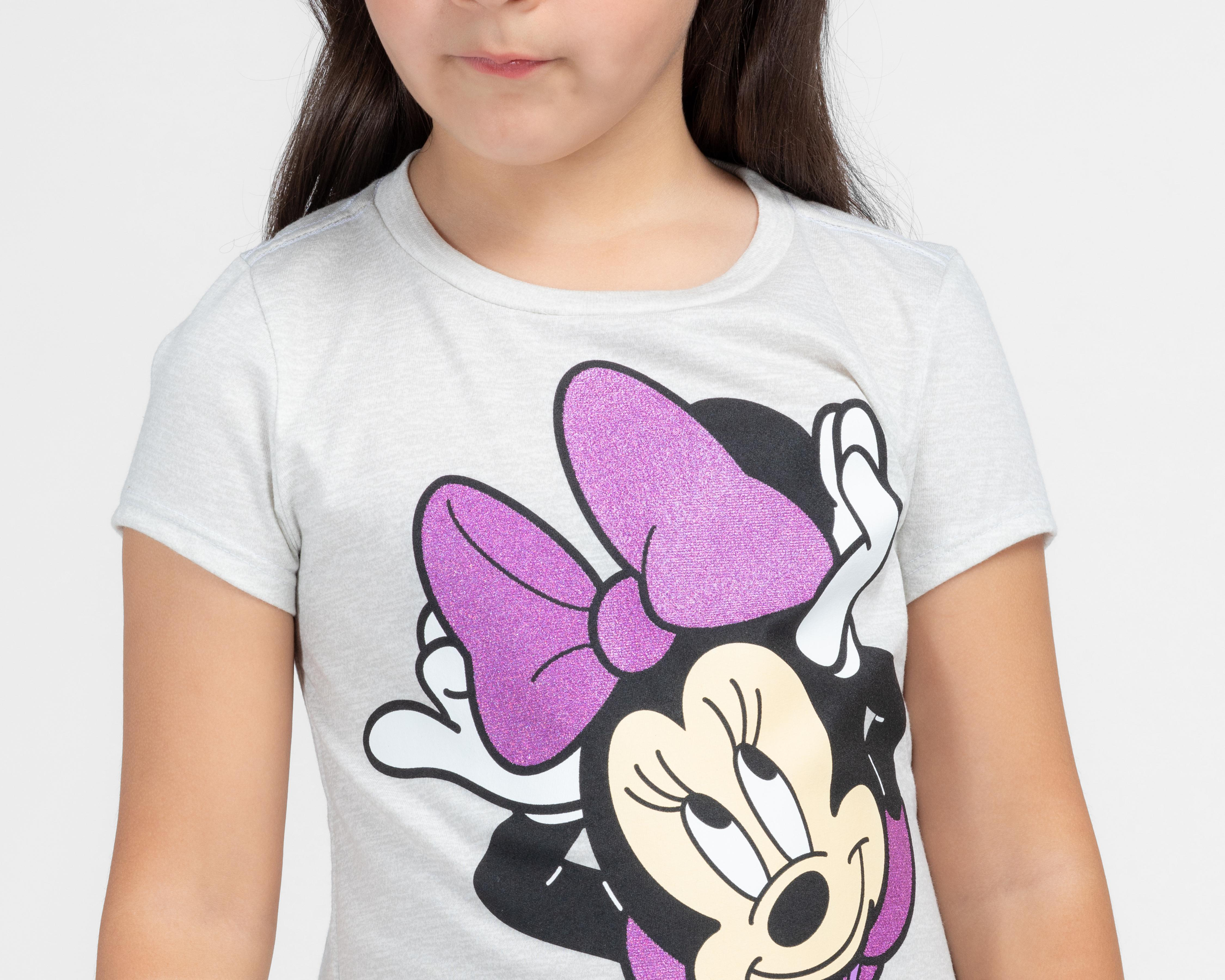 Foto 4 pulgar | Playera Disney Minnie Mouse Manga Corta Estampada para Niña